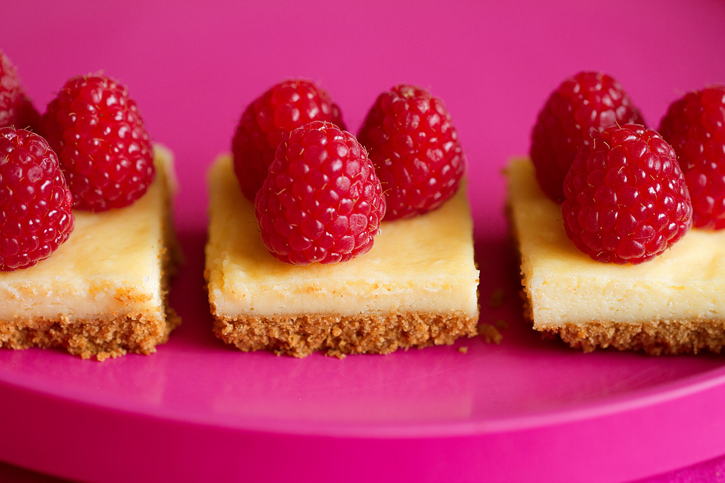 White Chocolate Cheesecake Squares with Fresh Raspberries