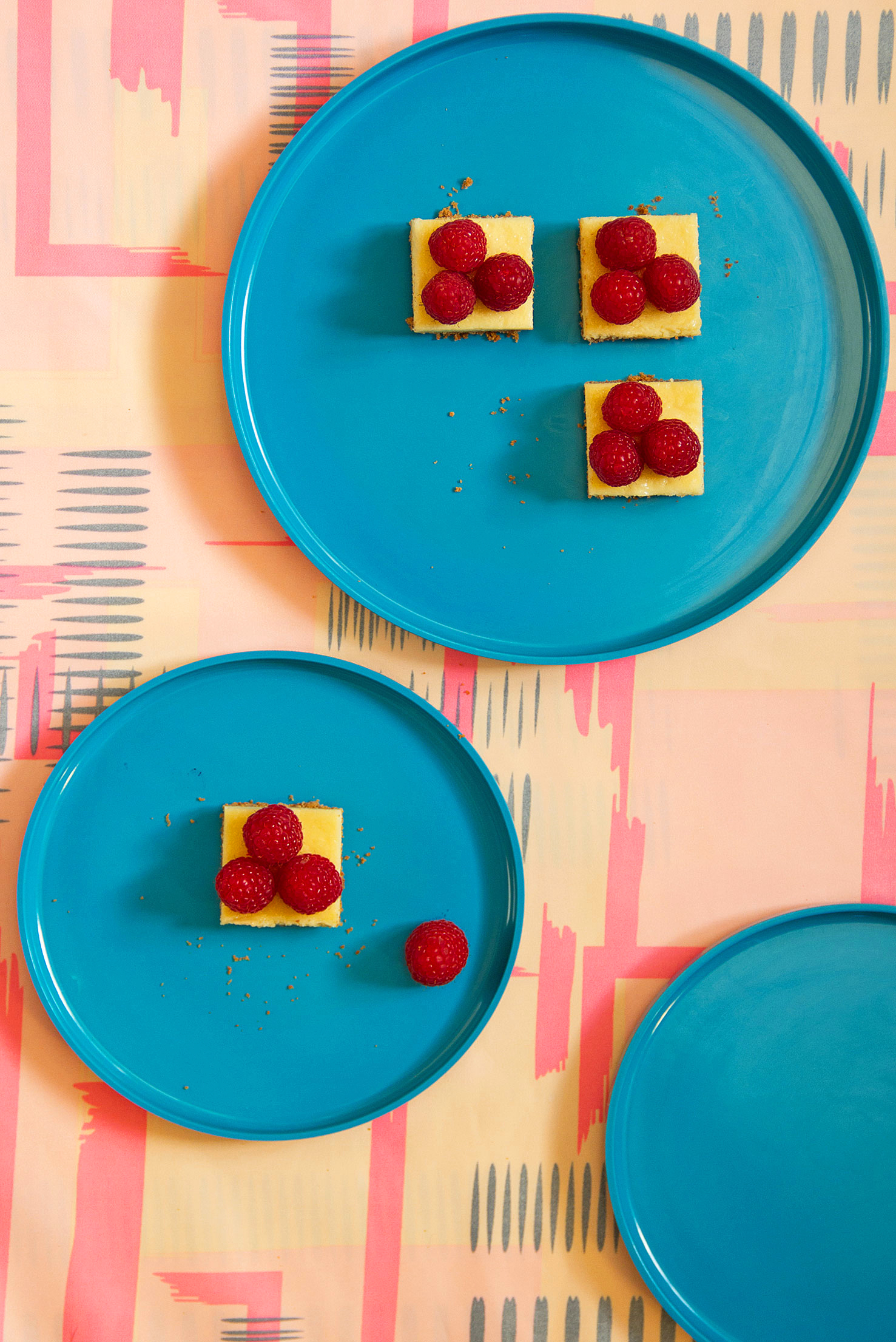 White Chocolate Cheesecake Squares with Fresh Raspberries