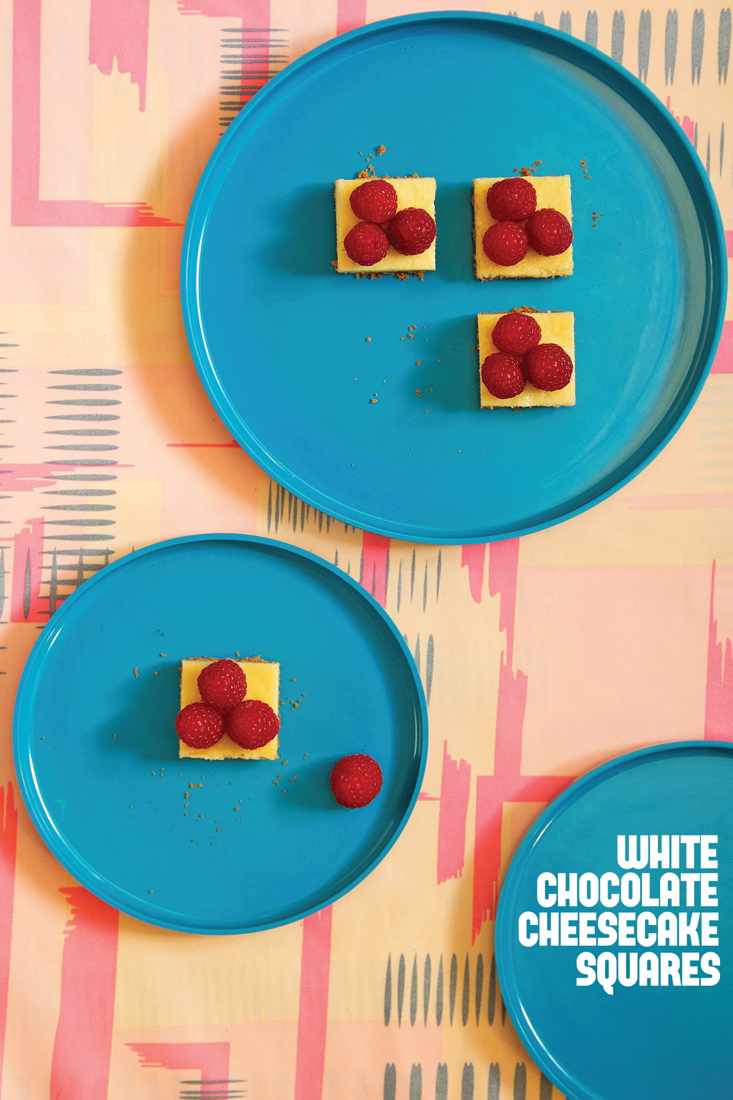 White Chocolate Cheesecake Squares with Fresh Raspberries