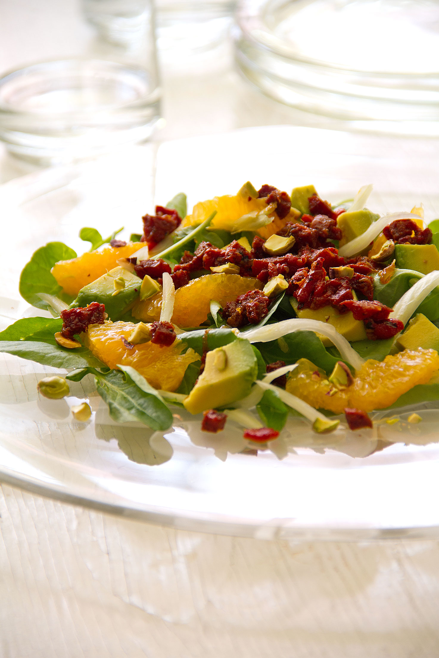 Fennel, Avocado, and Orange Salad with Chorizo Dressing