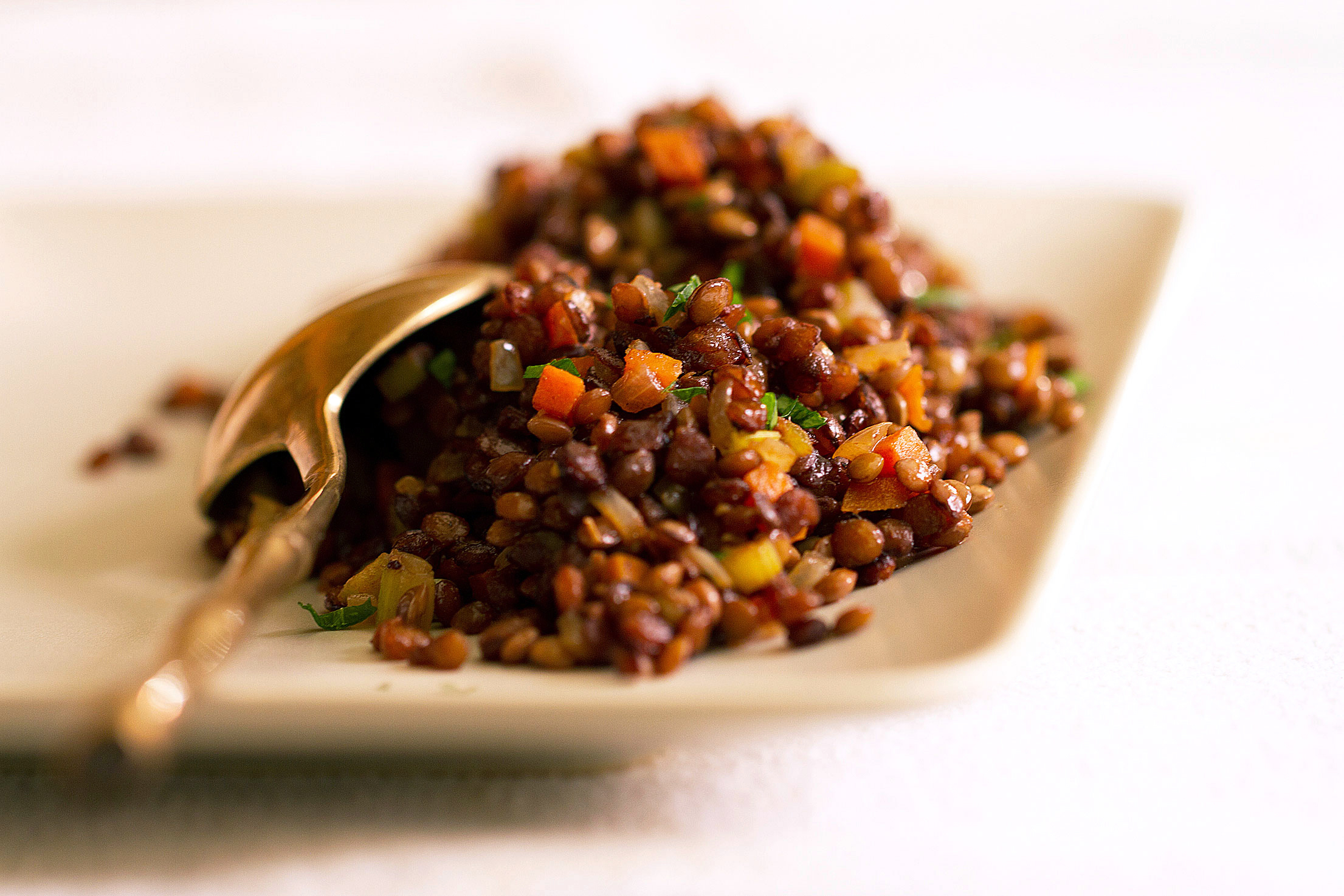 Caramelized Puy lentils