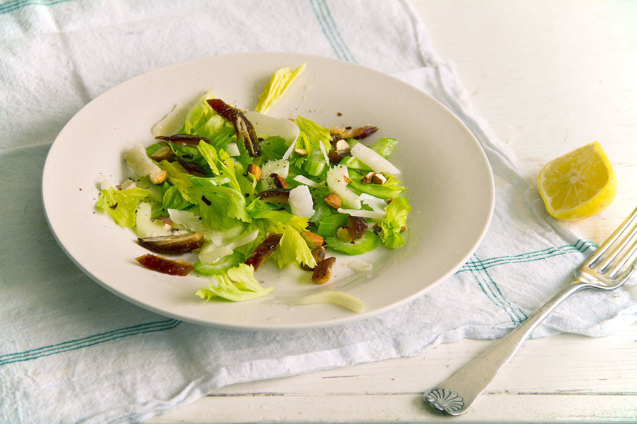 Celery Salad with Dates, Almonds, and Parmesan