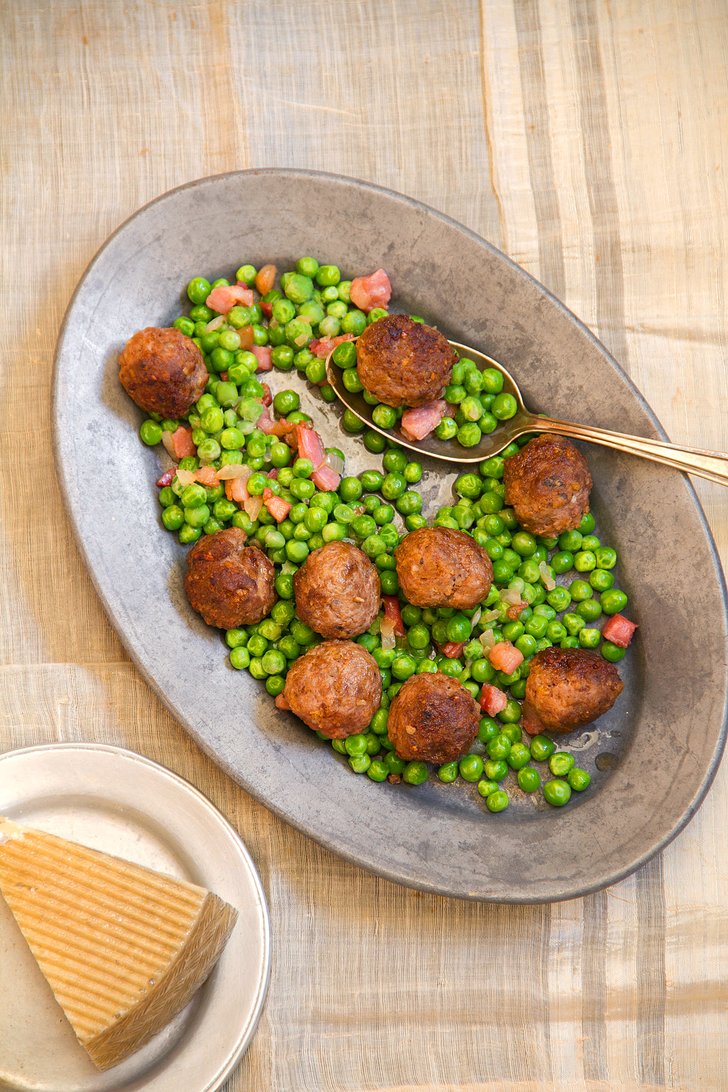 Spiced Lamb Meatballs with Hot Buttered Peas