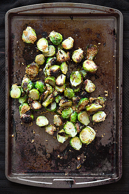 Broiled Brussels Sprouts with Pickled Mustard Seeds