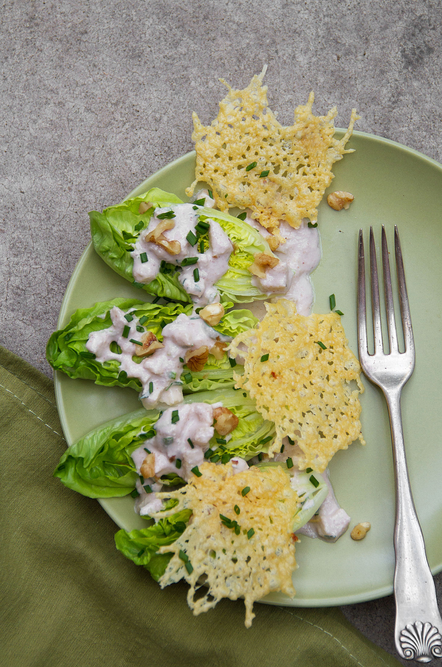 Little Gem Salad with Creamy Walnut-Apple Dressing