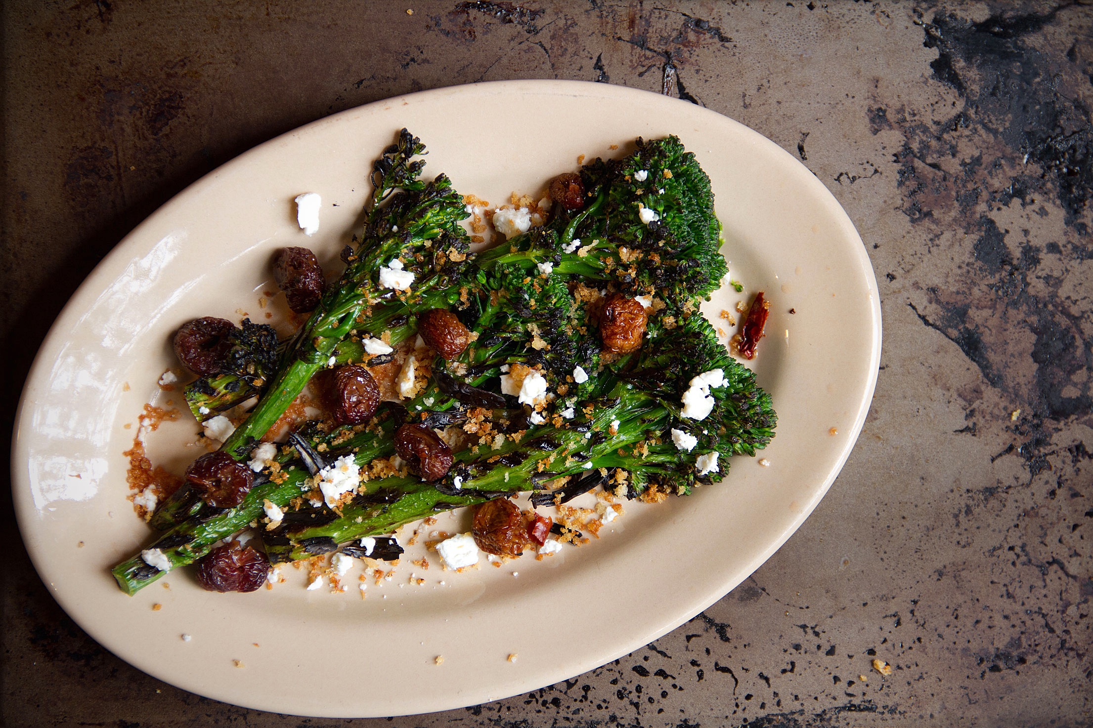 Grilled Broccolini with Dried Cherries and Chile