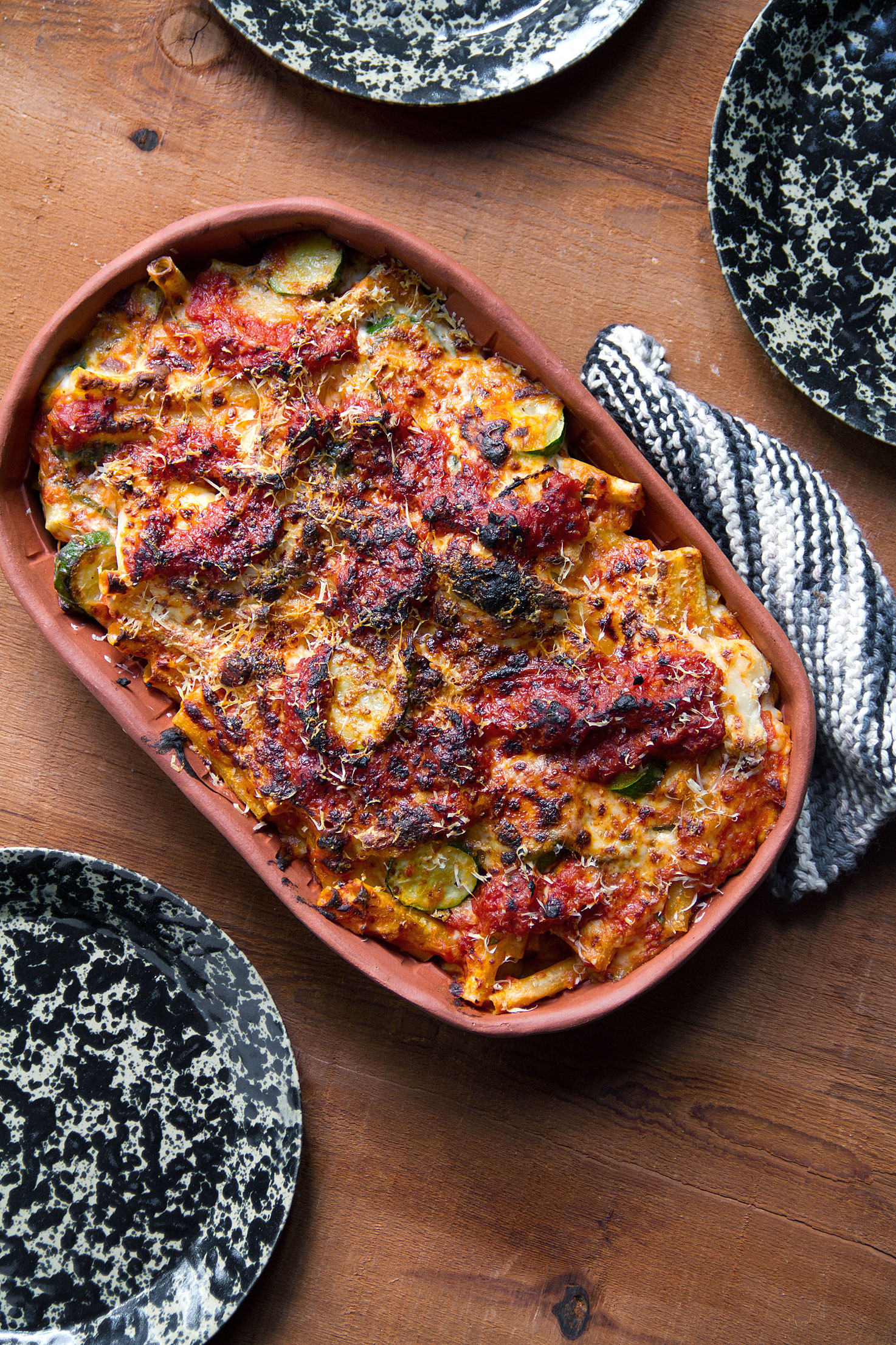 Baked Ziti with Zucchini, Pancetta, and Bechamel