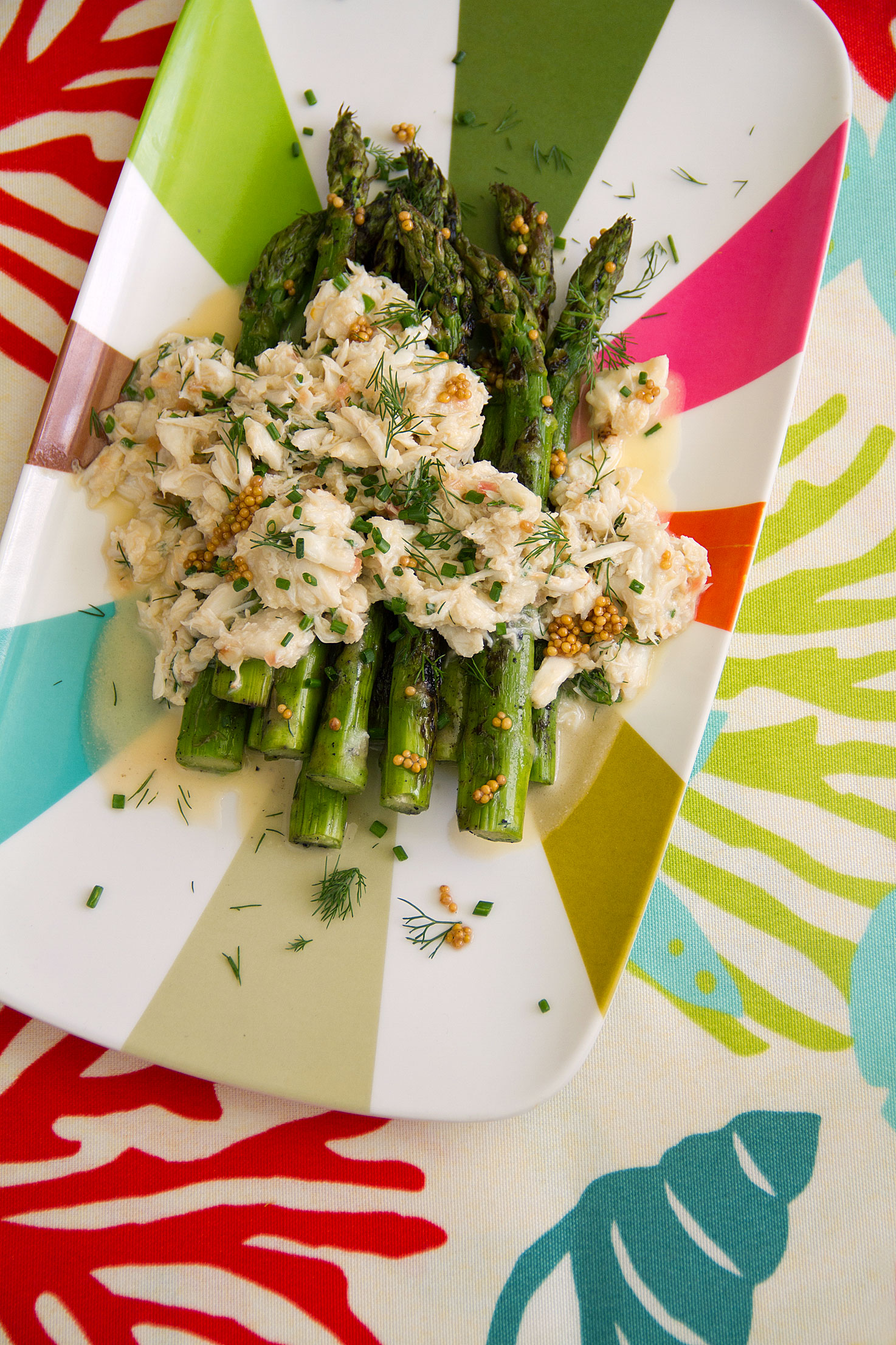 Grilled Asparagus with Warm Crab Salad