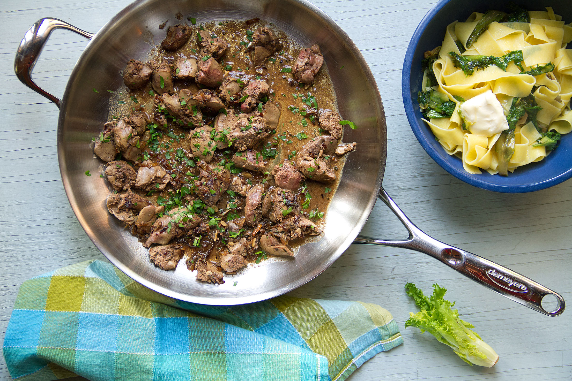 Pappardelle with Sautéed Chicken Livers and Escarole