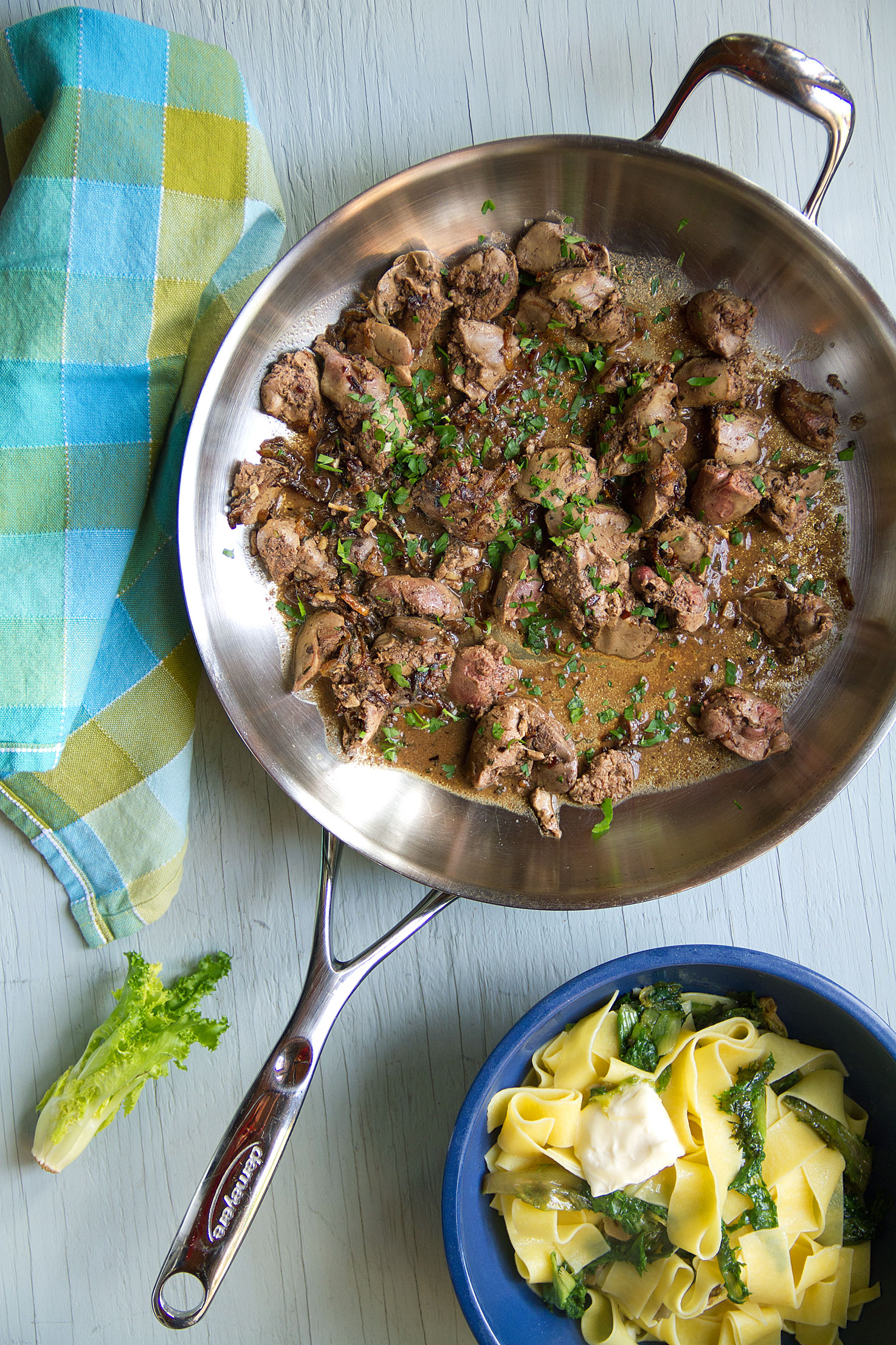 Pappardelle with Sautéed Chicken Livers and Escarole