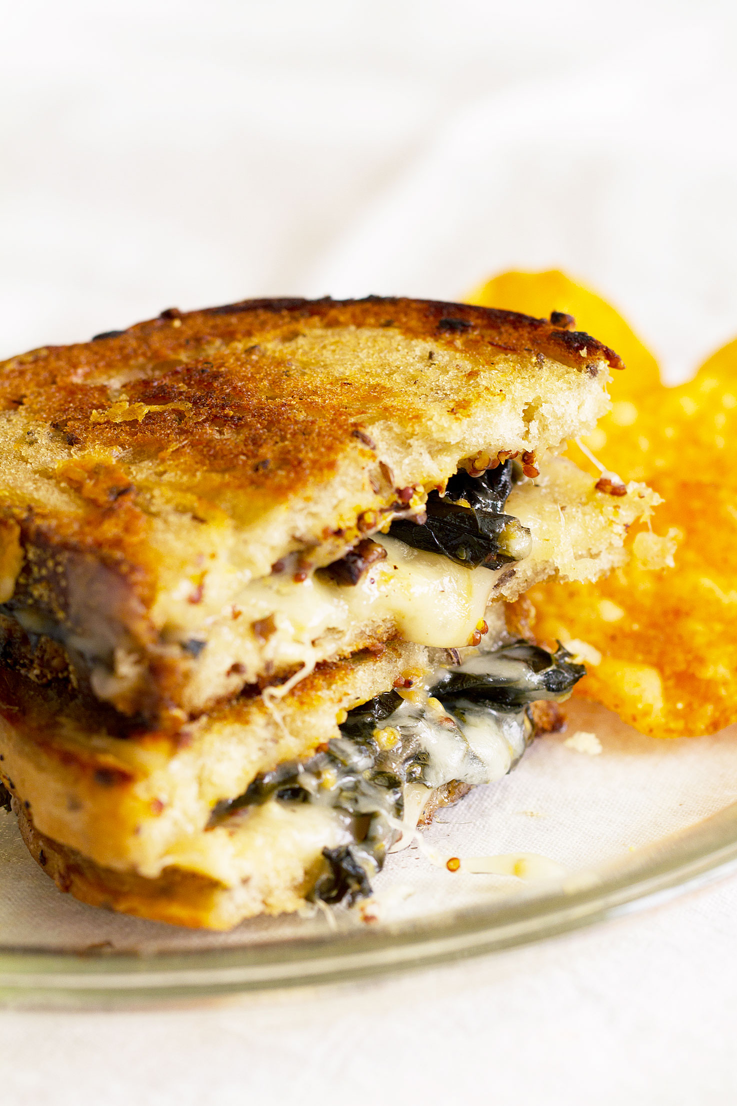 Easy Grilled Cheese Sandwich with Mushrooms and Kale