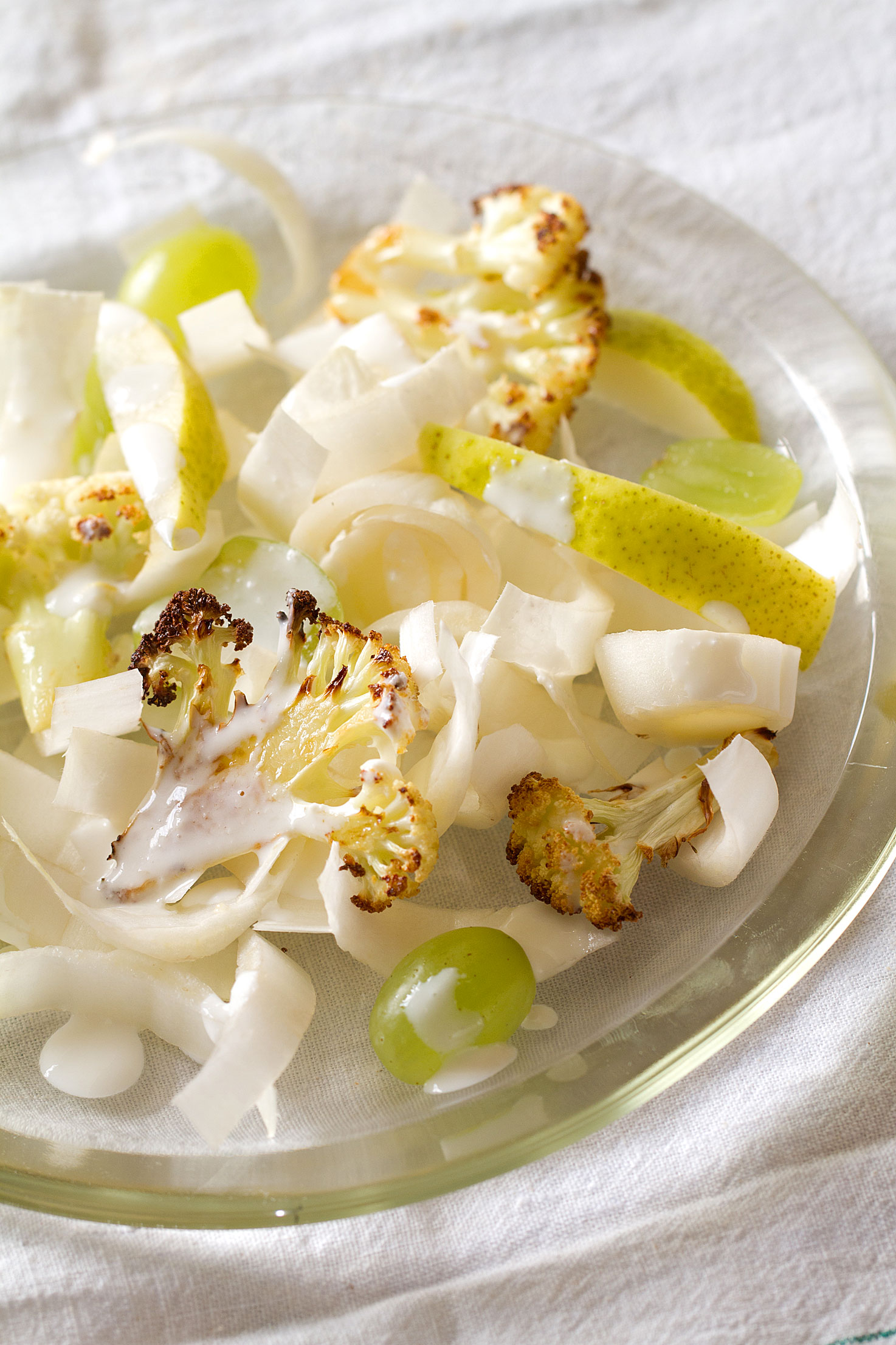 White Salad of Cauliflower, Endive, Pears and Grapes