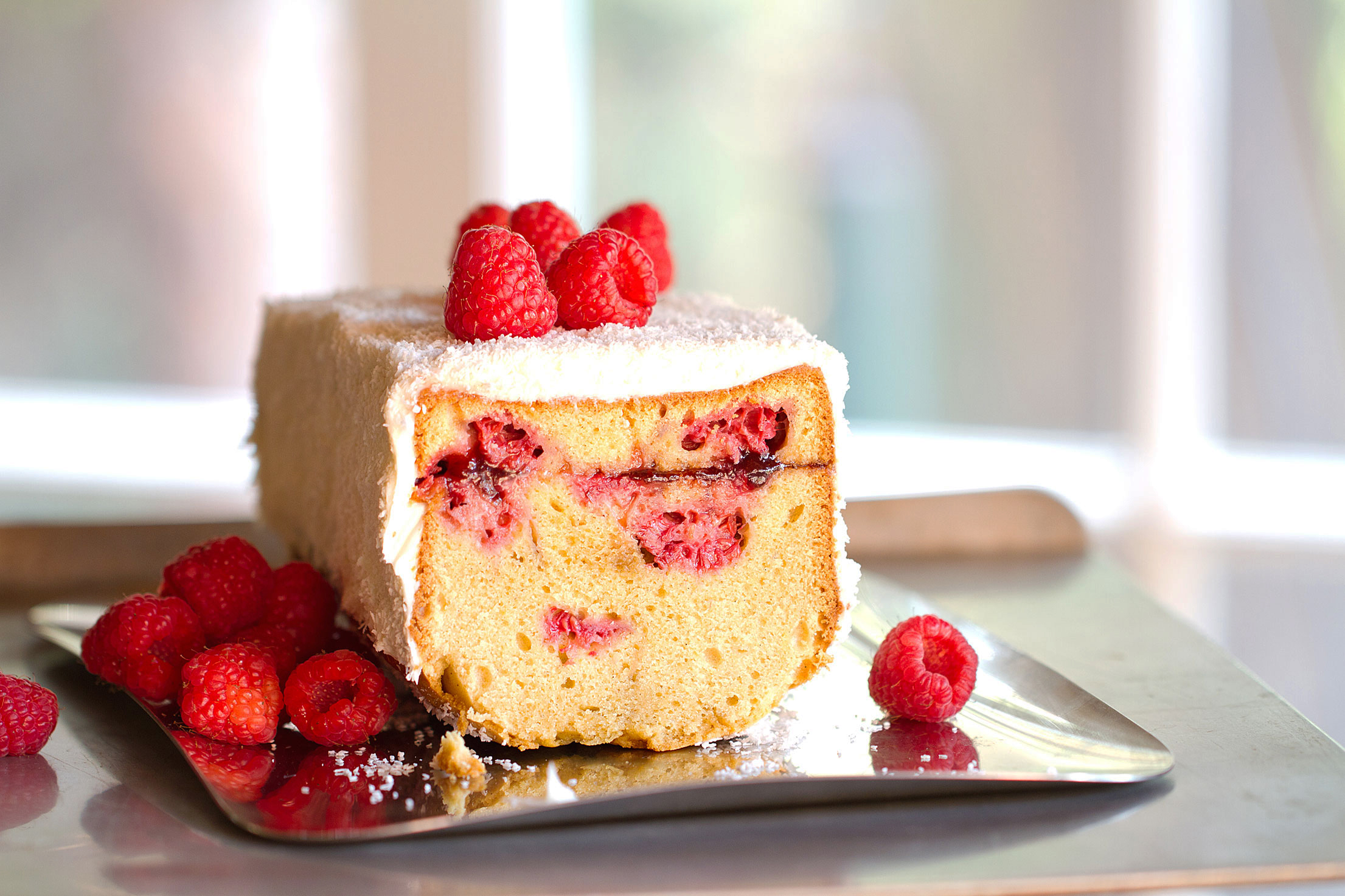 Brown Sugar Pound Cake with Raspberries