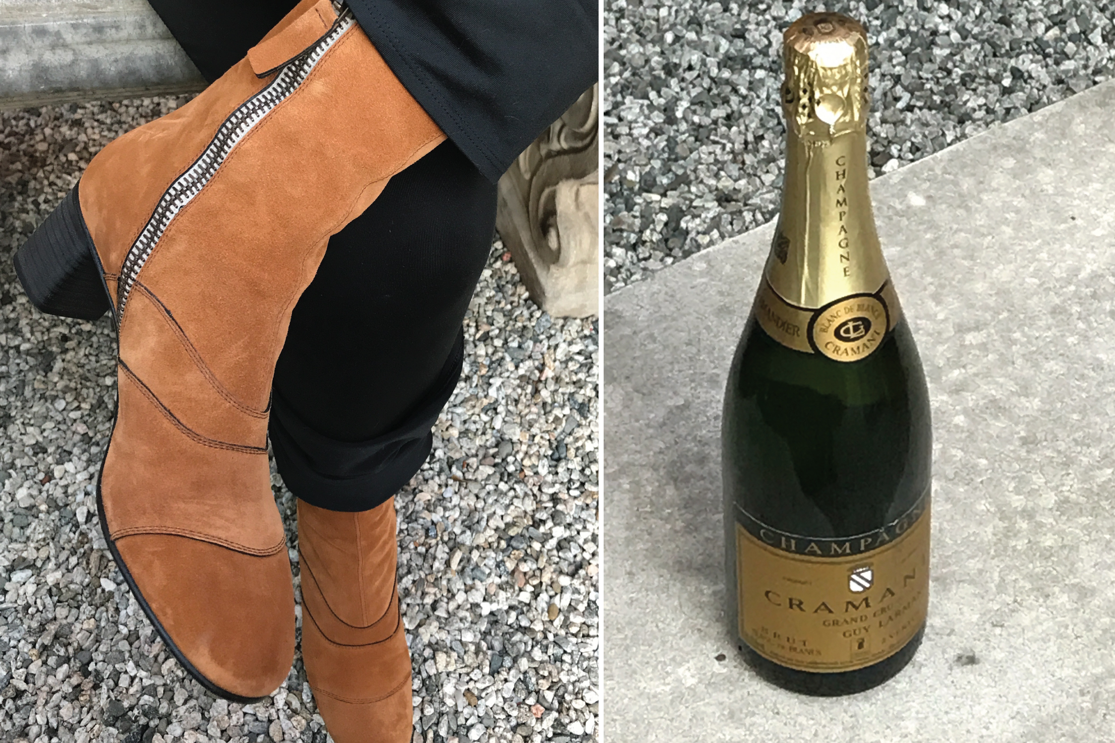 Chloe Boots and Guy Larmandier Cramant Champagne! Life is good!