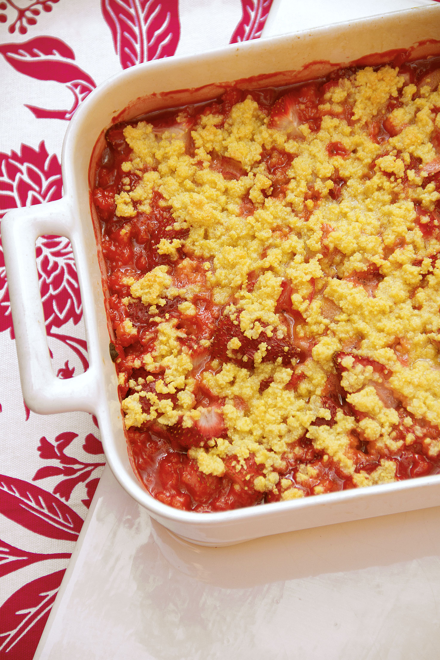 Strawberry-Rhubarb Polenta Crisp