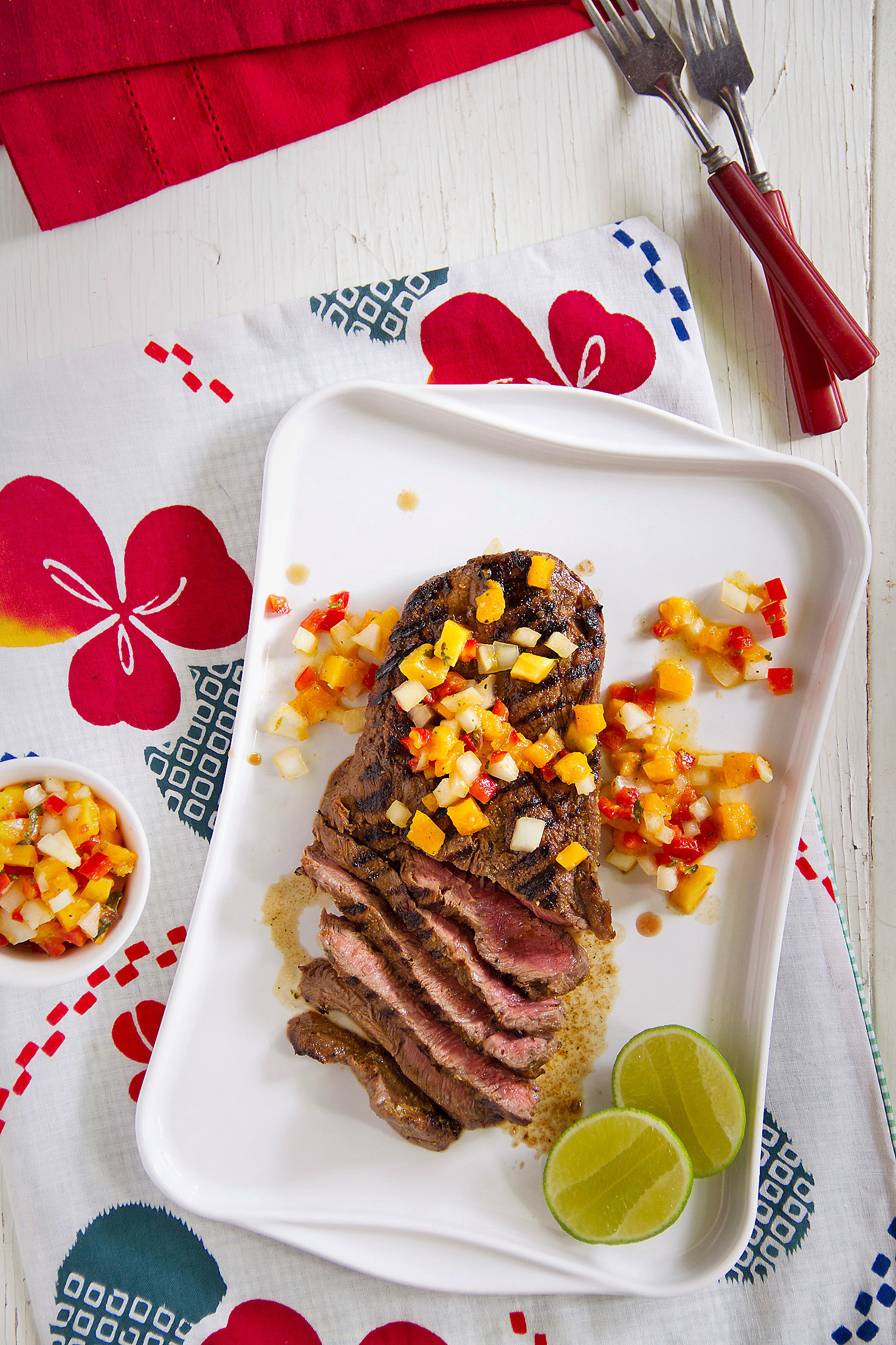 grilled steak with papaya