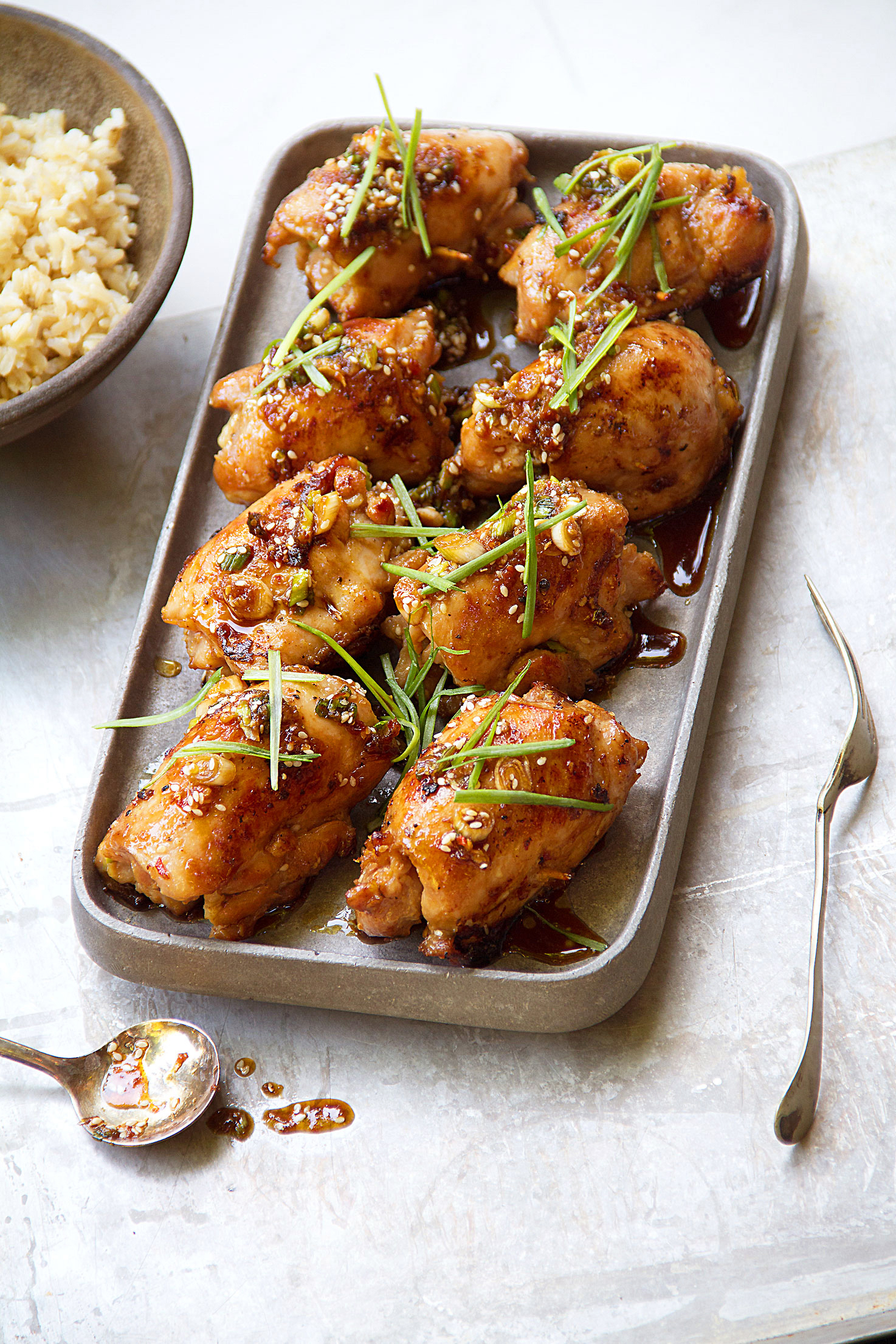 Scallion-Stuffed Ginger-Sesame Chicken Thighs