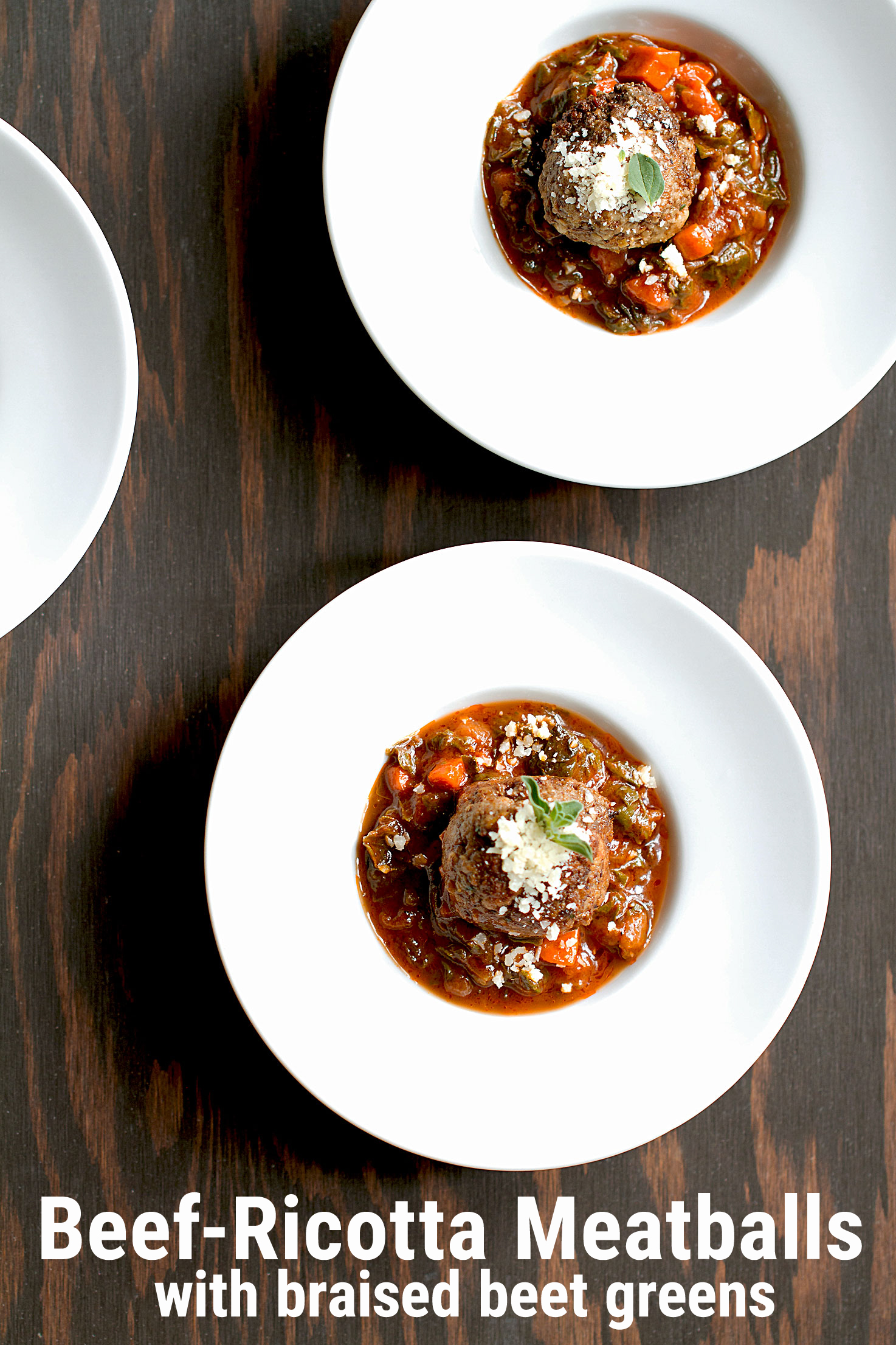 Beef-Ricotta Meatballs with Braised Beet Greens