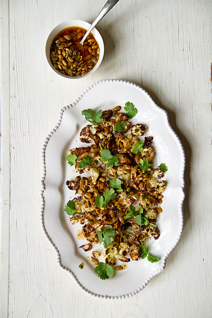 Brown Butter Cauliflower with Pumpkin Seeds