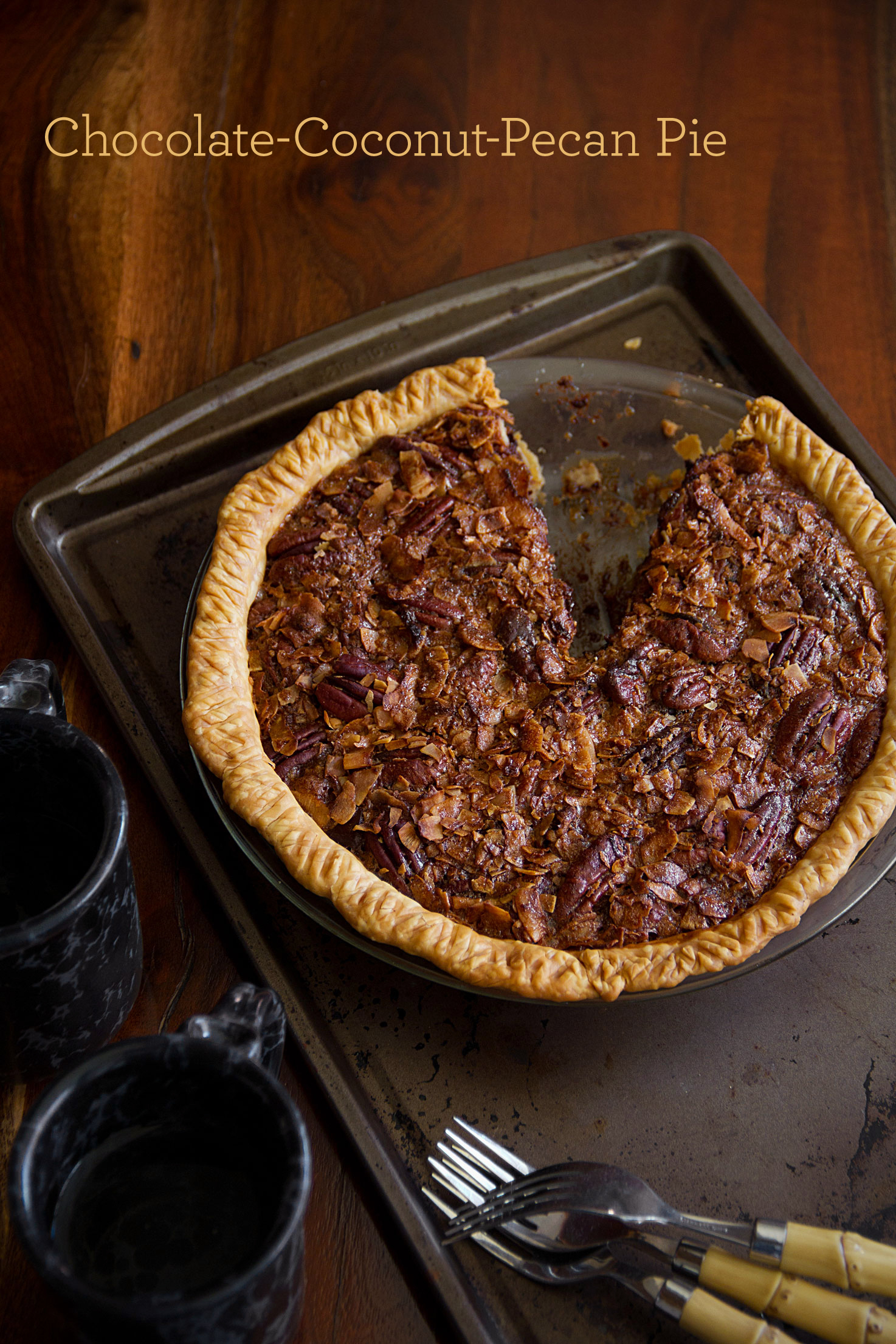 Chocolate Pecan Coconut Pie