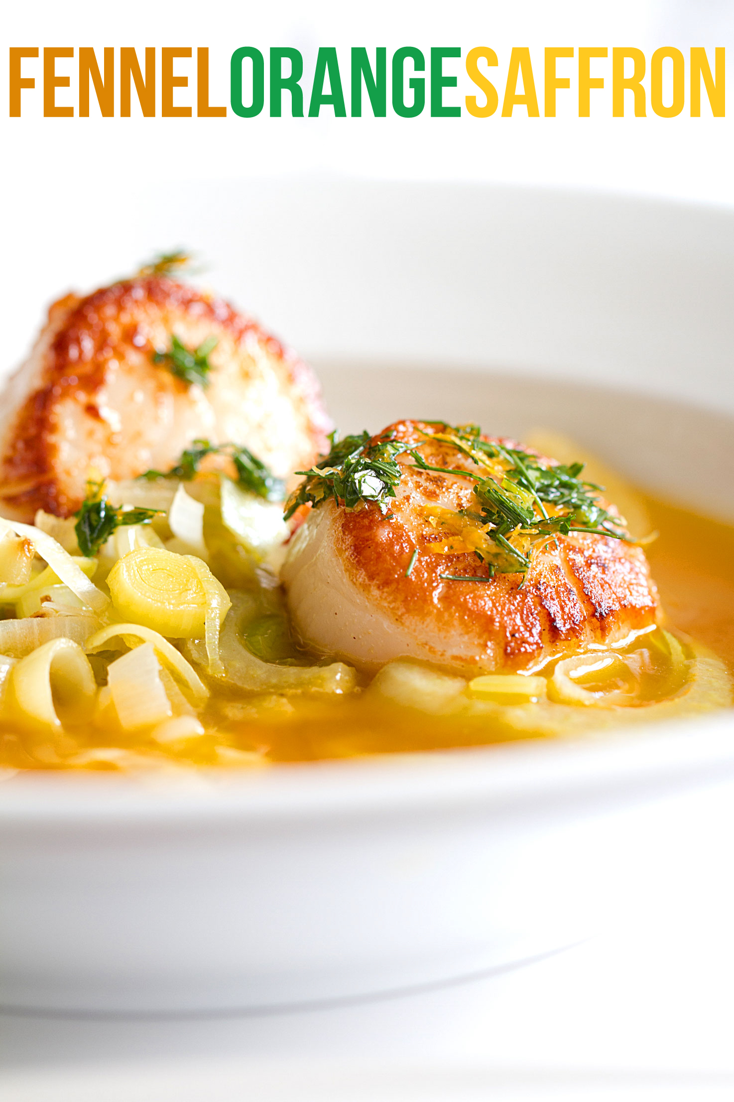 Seared Scallops with Sautéed Fennel in Saffron Broth