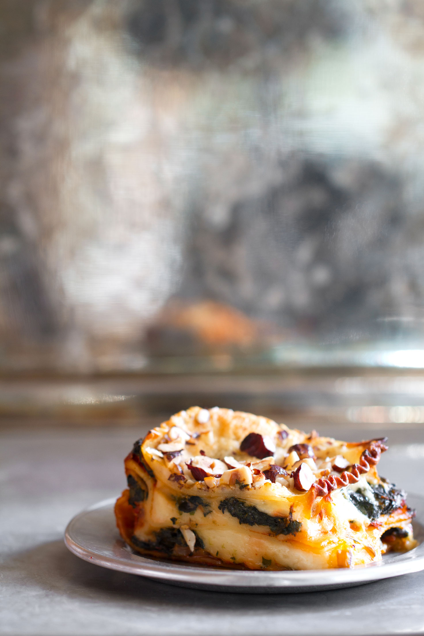 Lasagne with Chard, Spinach and Hazelnuts