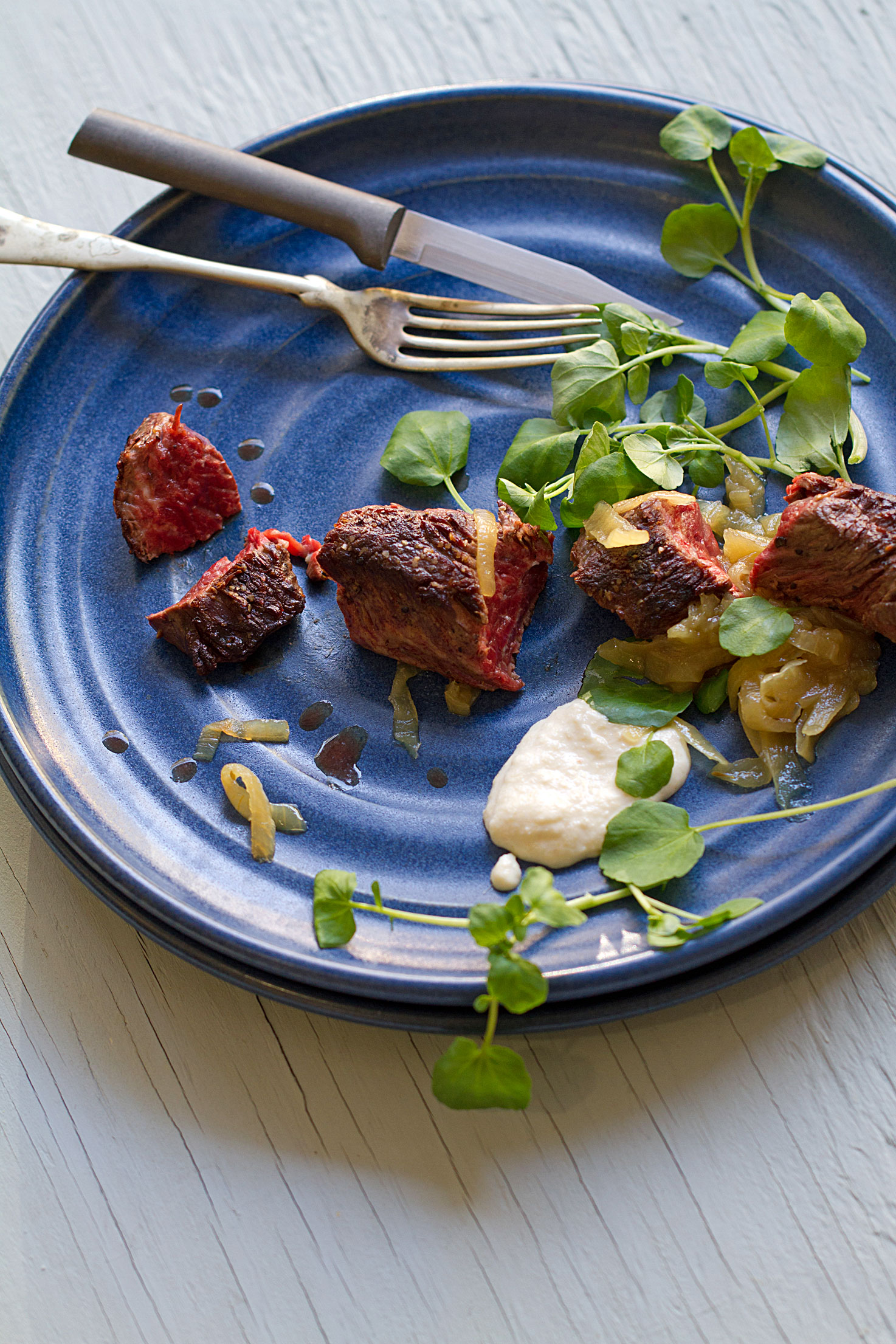 Hangar Steak with Horseradish Cream and Onion Marmalade