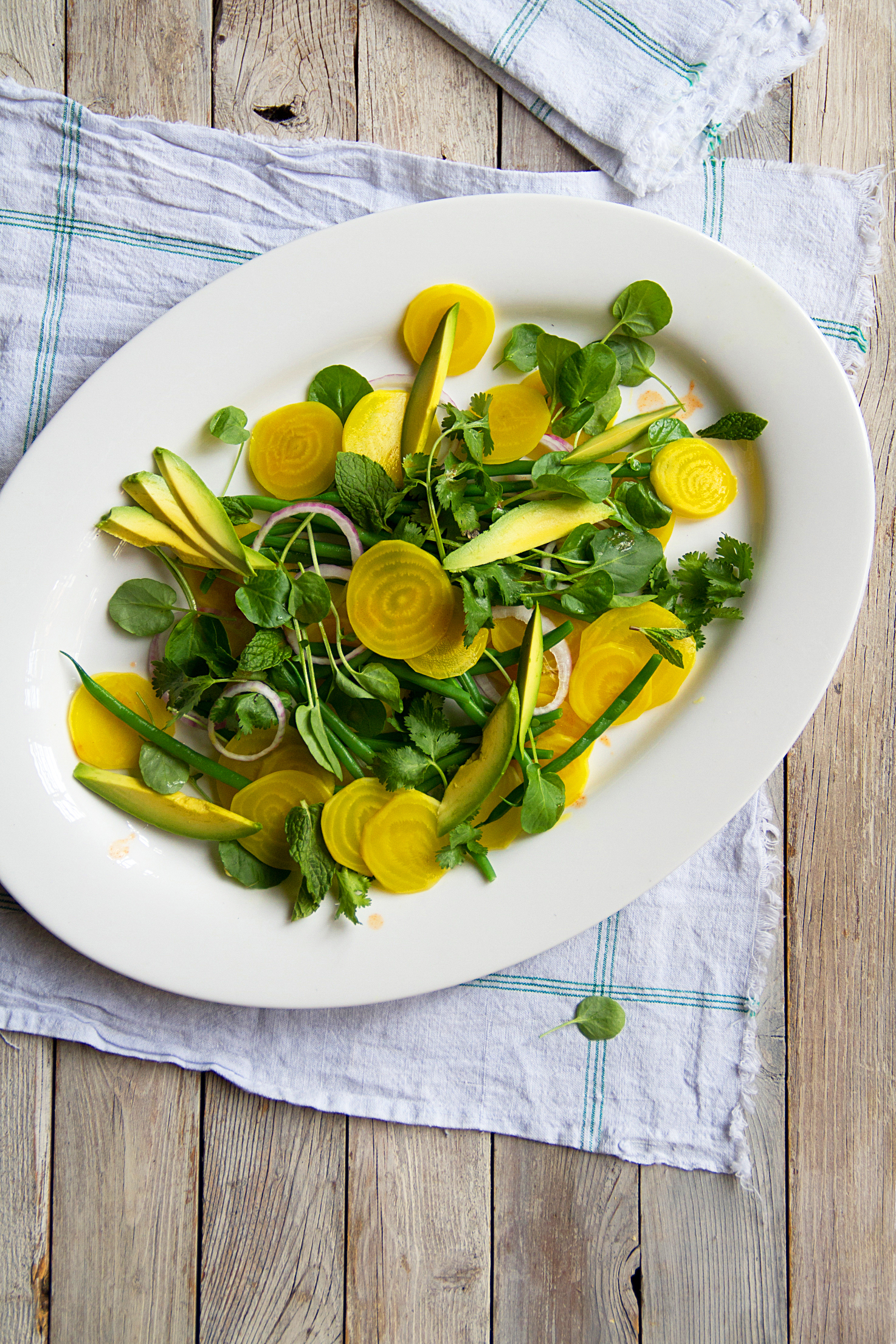 Golden Beet Salad with Avocado and Haricot Verts