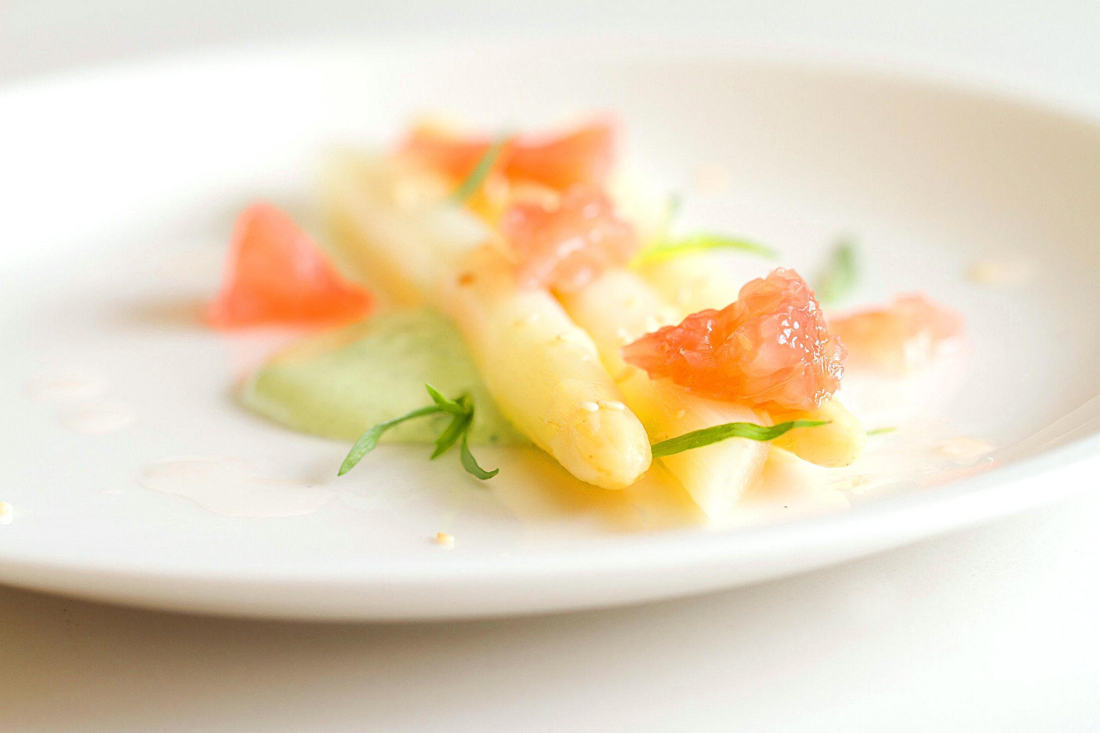 White Asparagus, Red Grapefruit, and Green Goddess