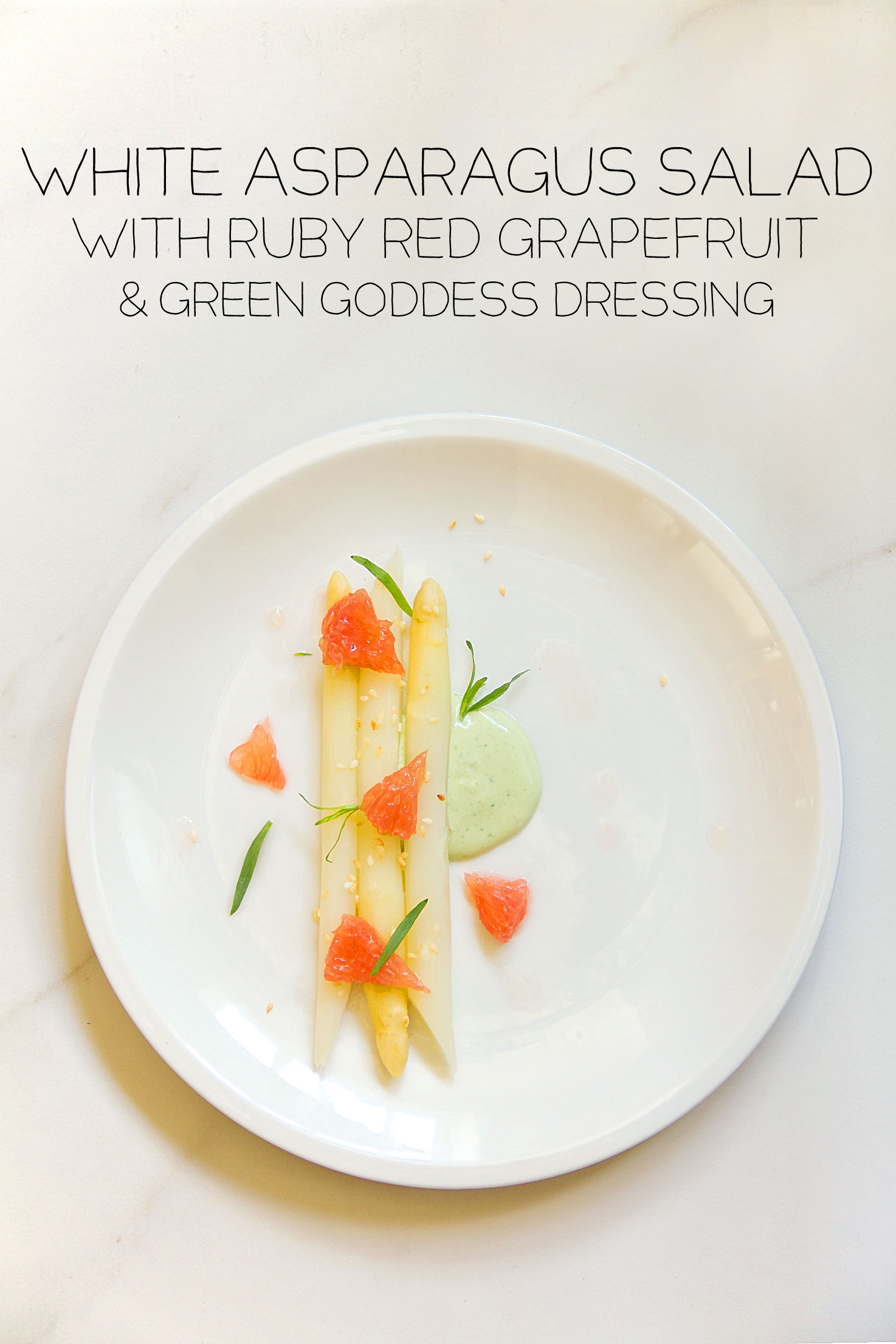 White Asparagus and Red Grapefruit and Green Goddess