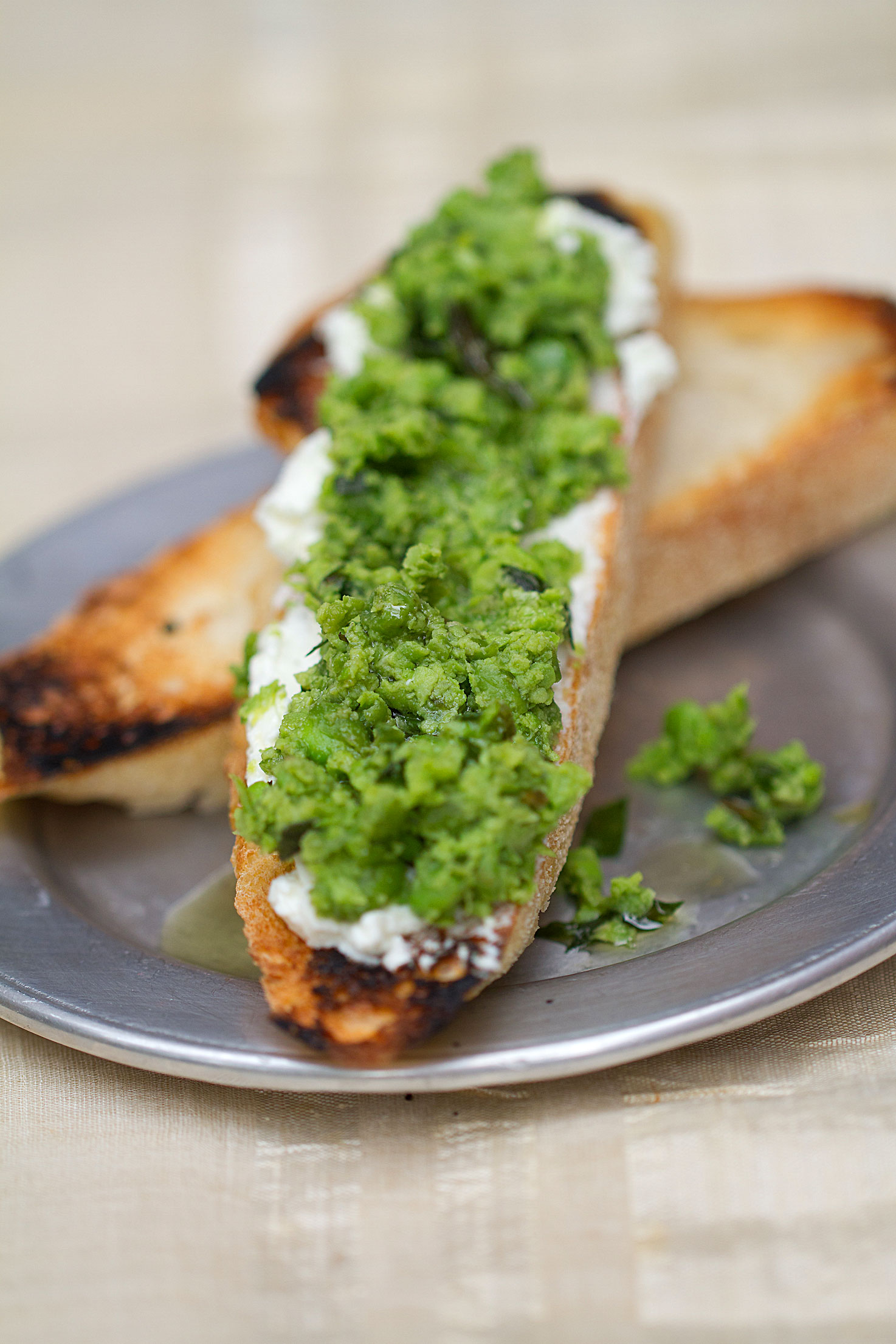 Smashed Peas and Whipped Goat Cheese on Toast
