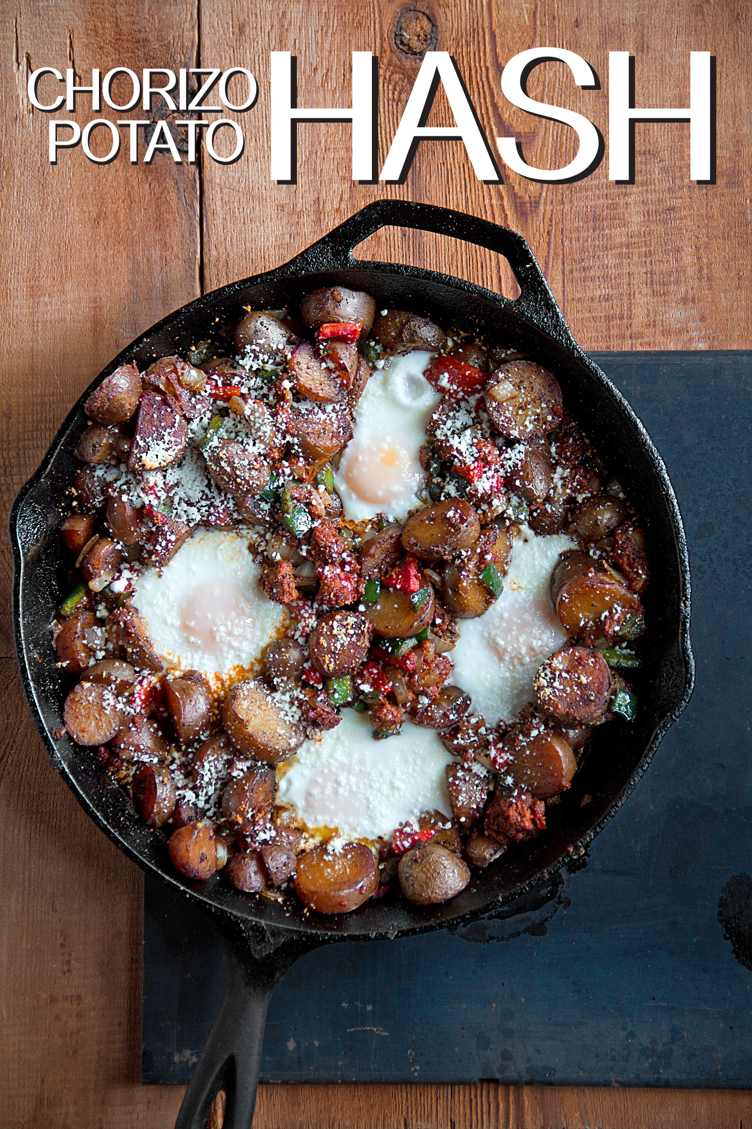 Fingerling Potato and Chorizo Hash with Baked Eggs