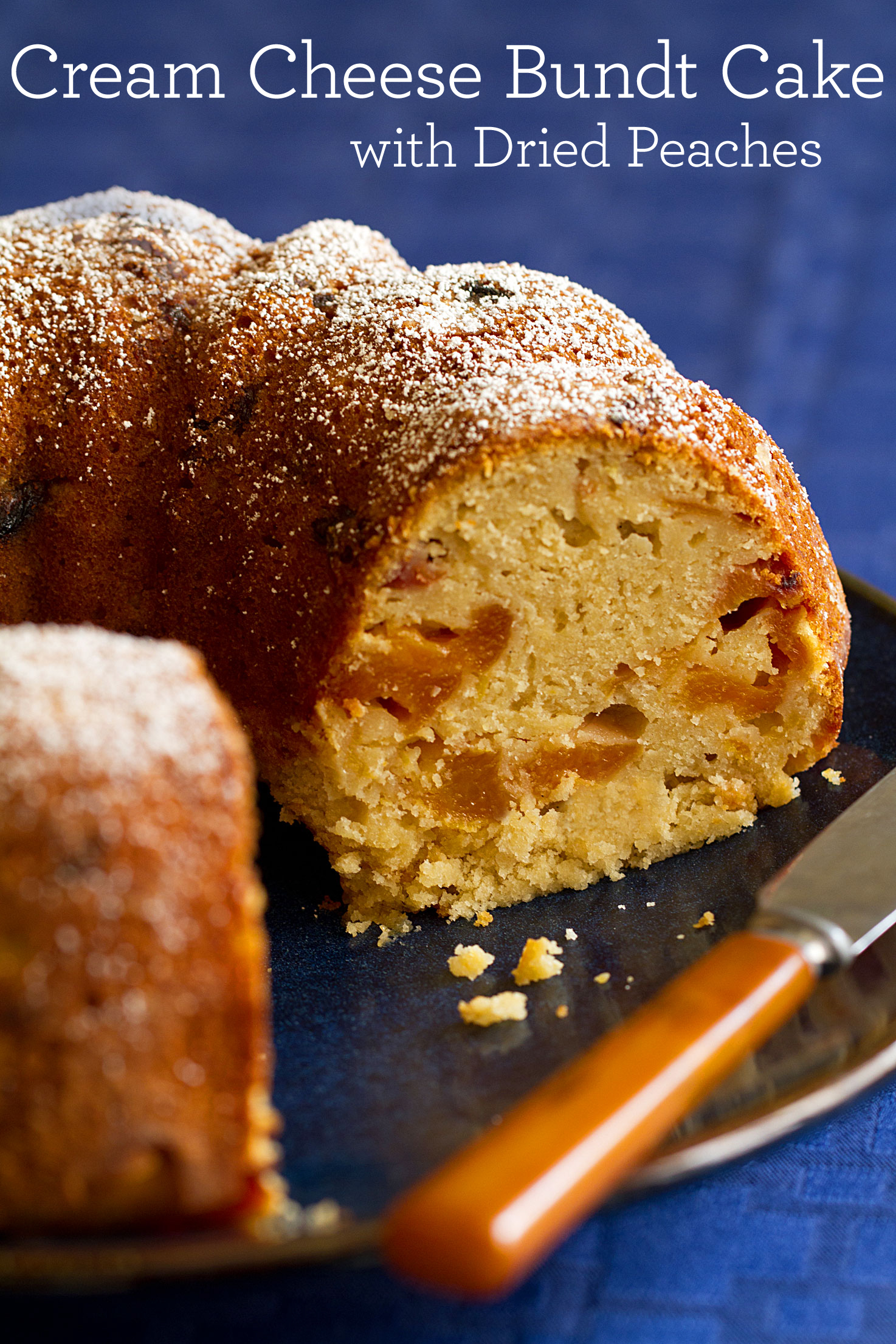 Cream Cheese Bundt Cake with Dried Peaches