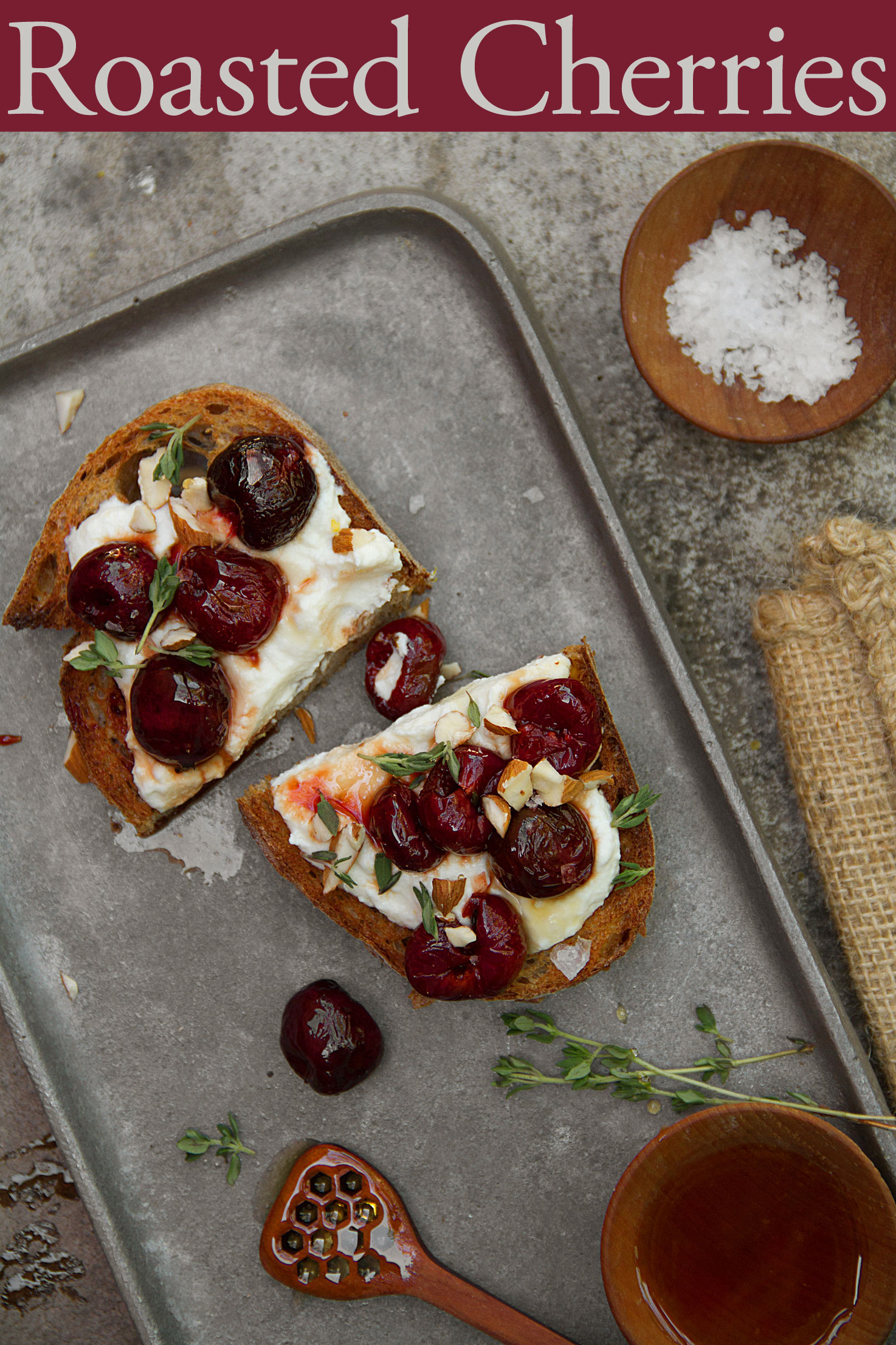 Roasted Cherry Toast with Ricotta Cheese