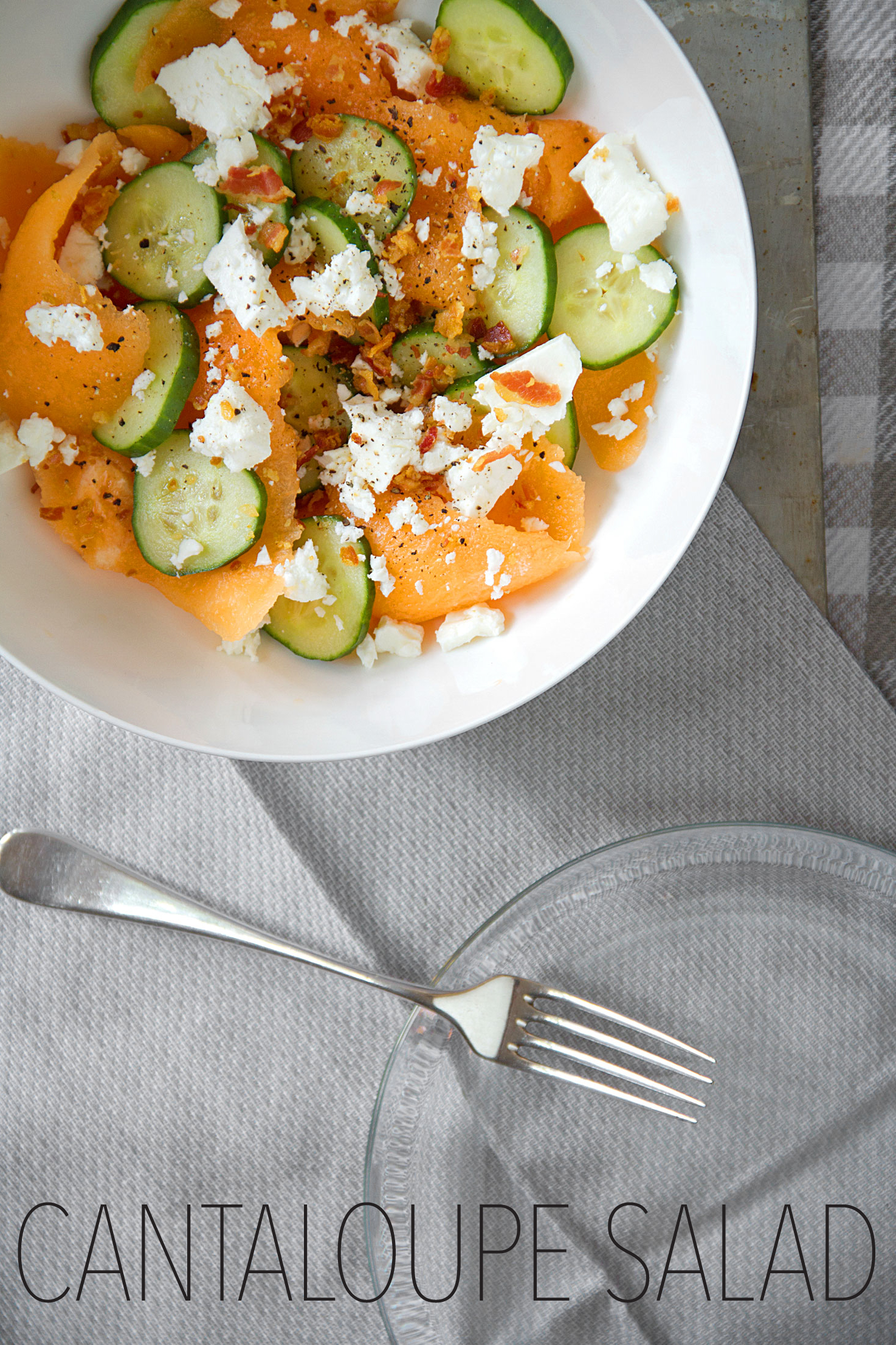 Cantaloupe Salad with Cucumber, Pancetta, and Feta