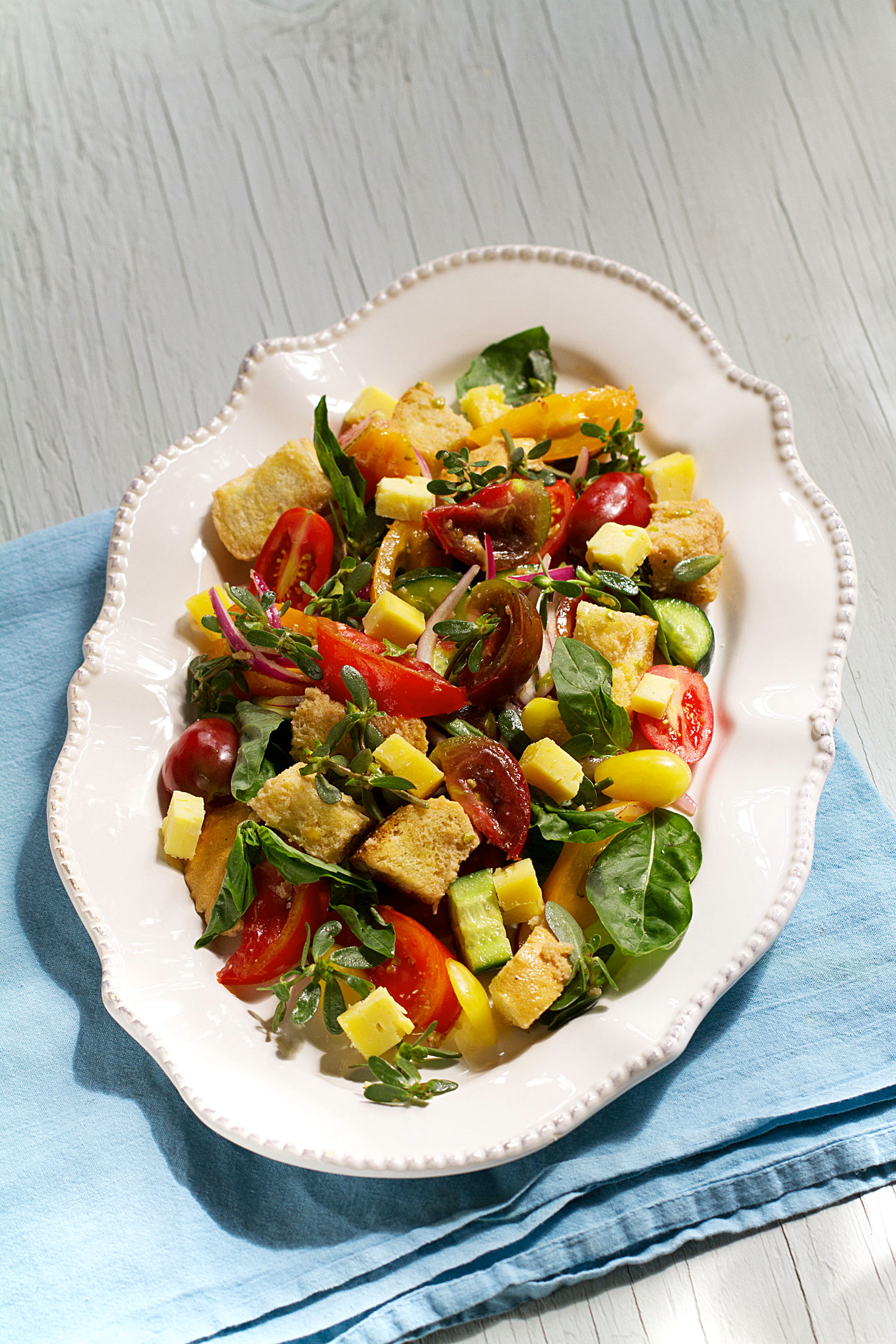 Purslane Panzanella Salad