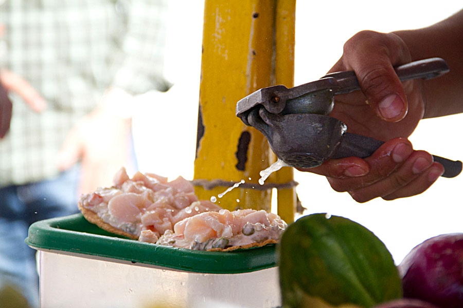 Lime Squeeze on La Guerrerense Tostadas