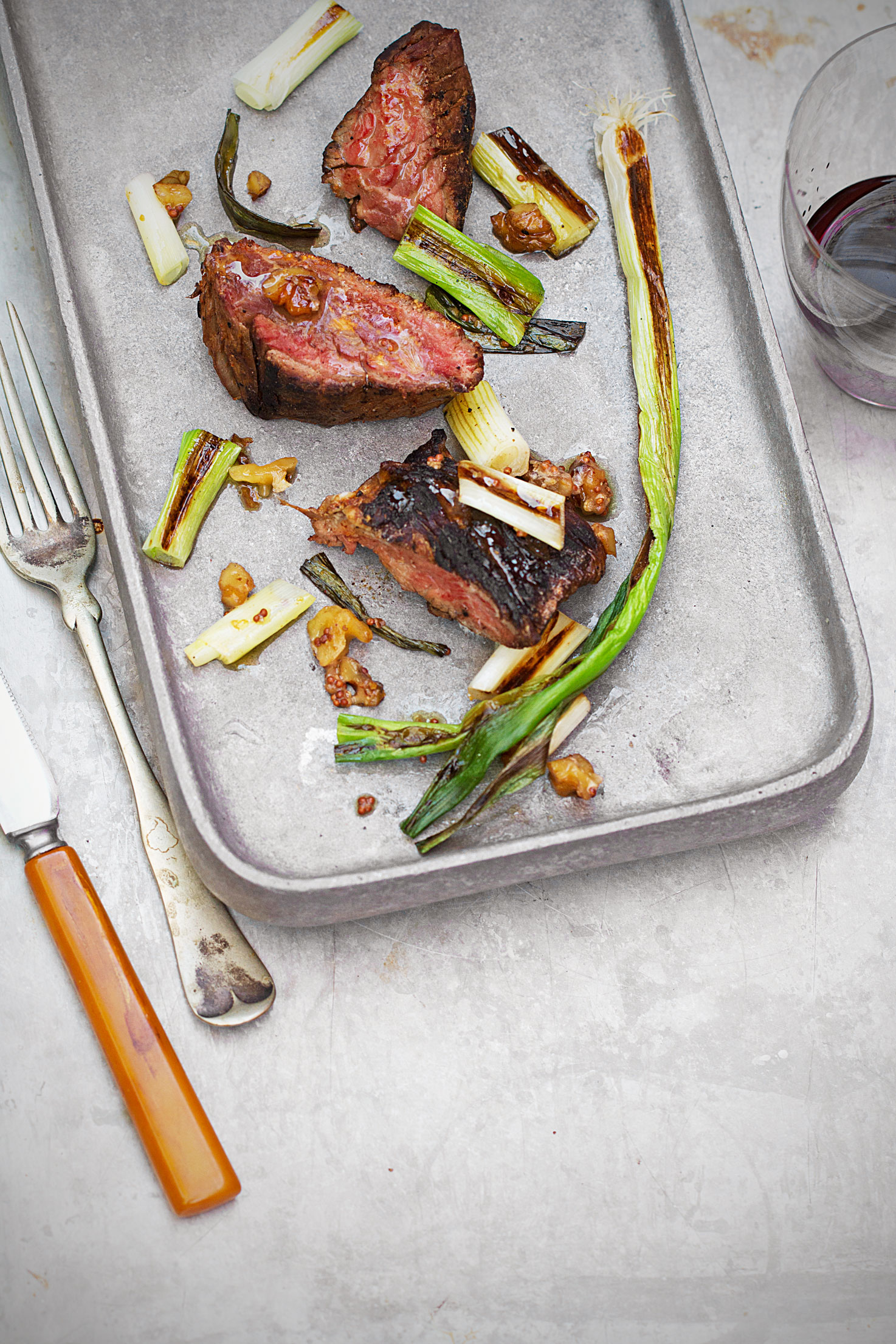 Paprika-Rubbed Hanger Steak with Charred Scallions