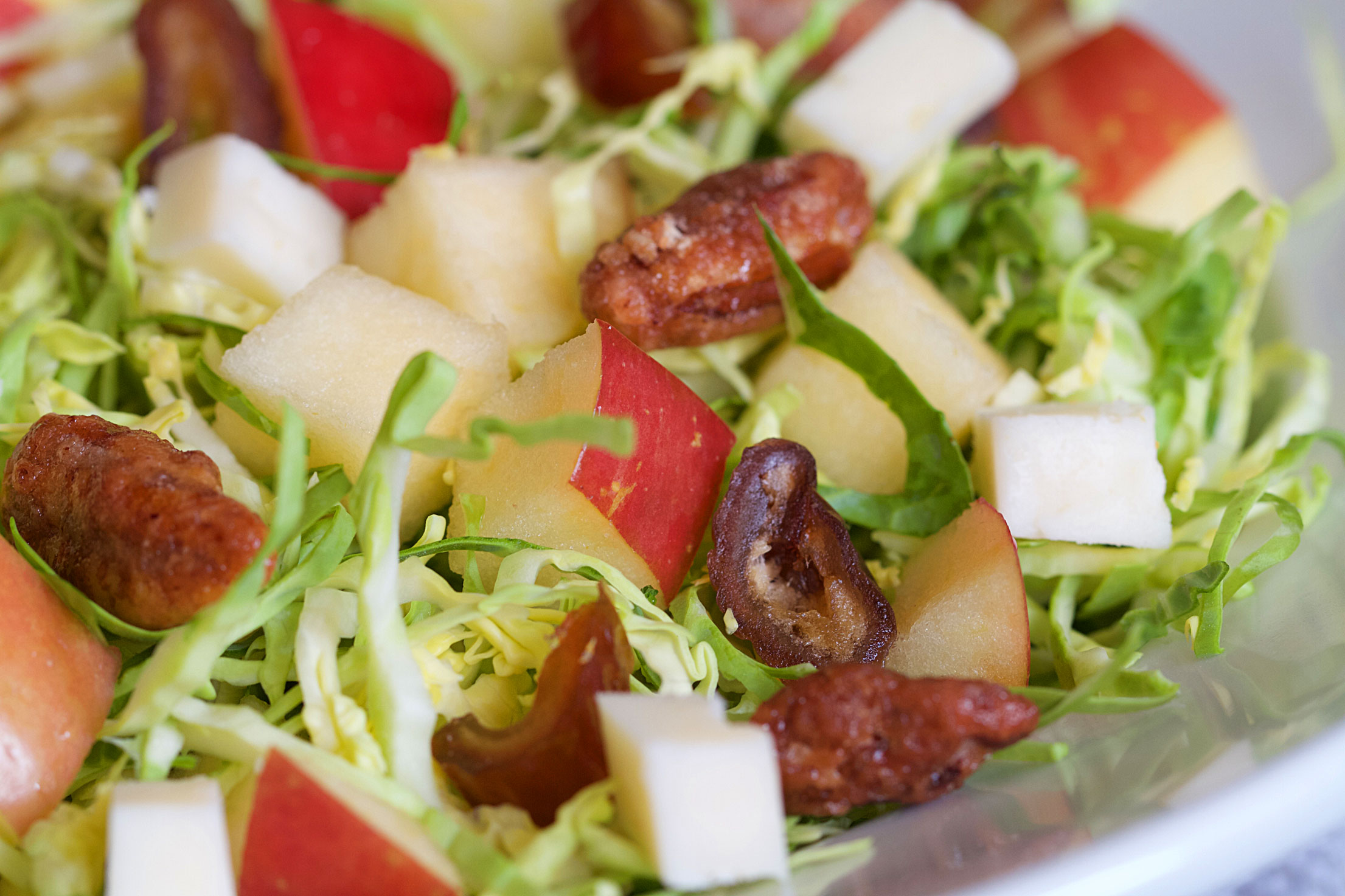 Brussels Sprouts Salad with Apples and Caramelized Shallot Dressing