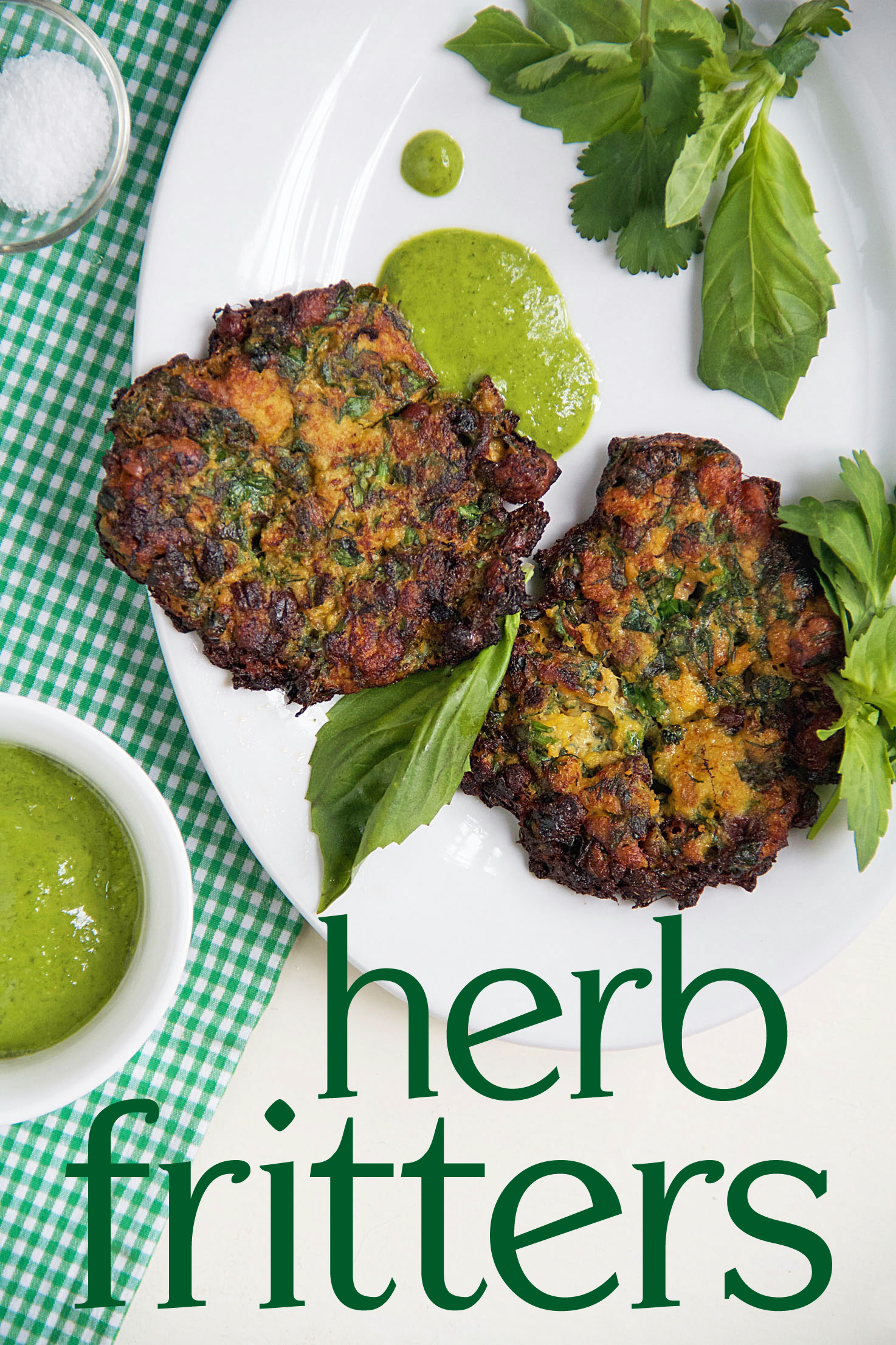 Herb Fritters with green tahini