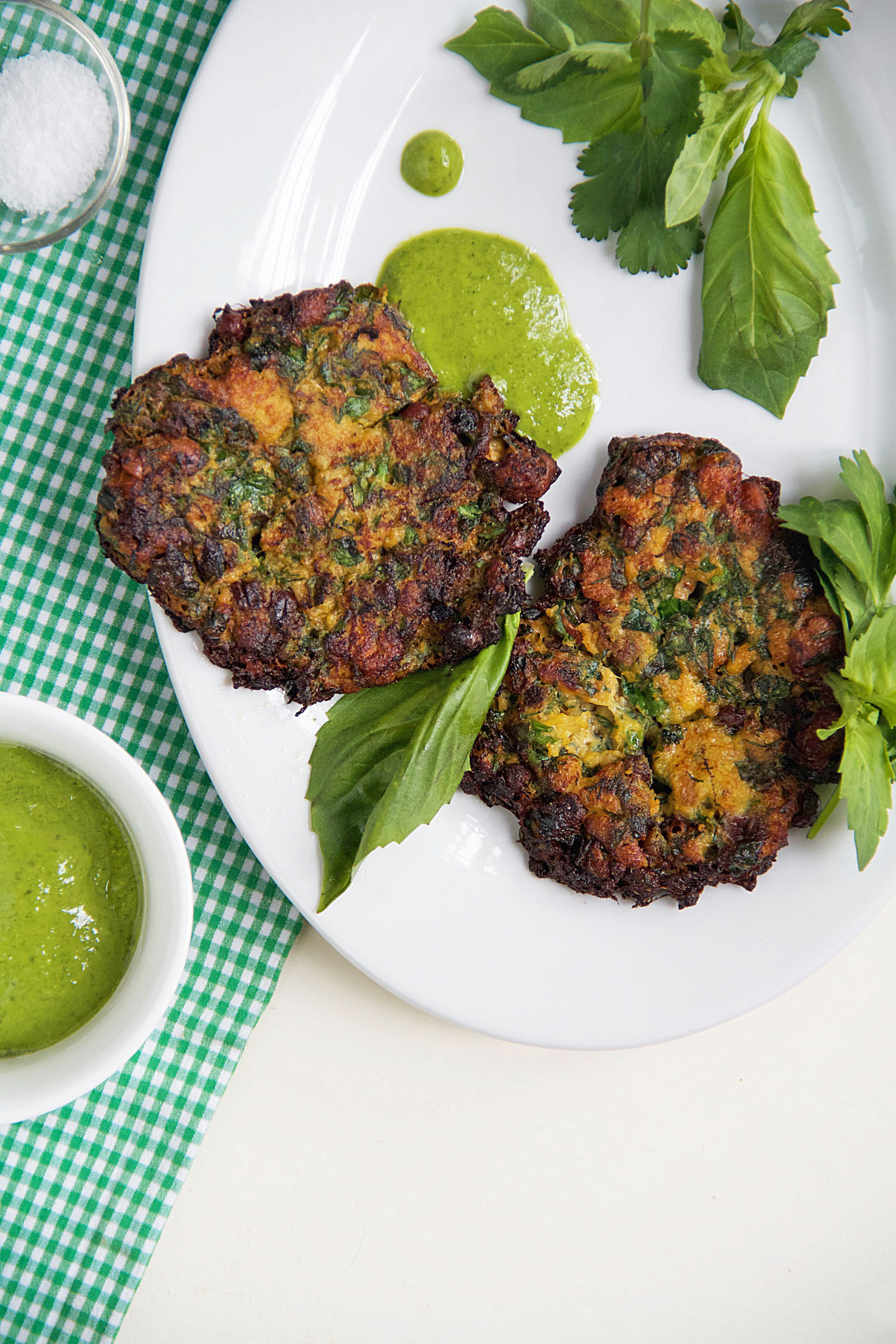 Herb Fritters with Green Tahini