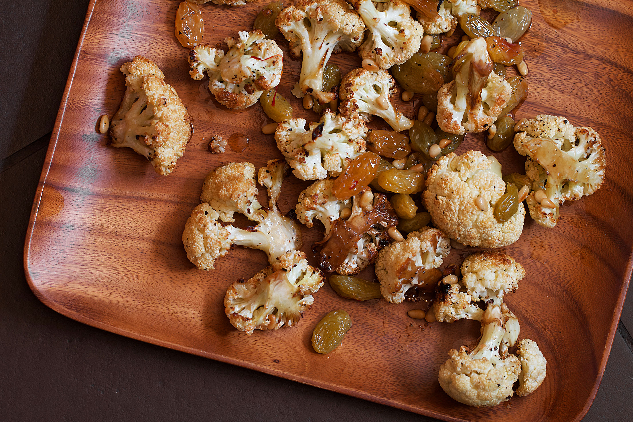 Cauliflower with Saffron-Pickled Raisins