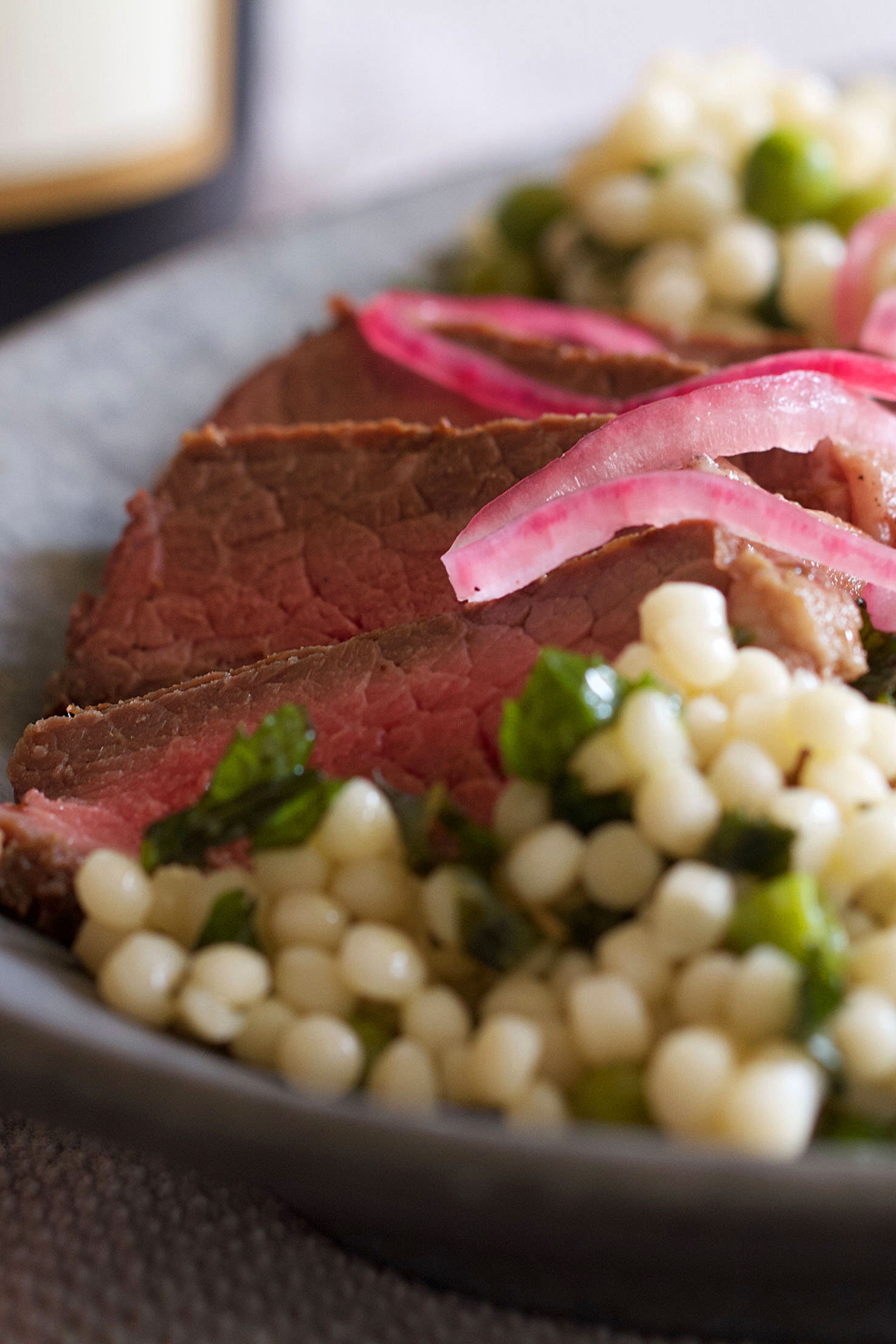 Anchovy-Marinated Lamb Loin with Minted Couscous