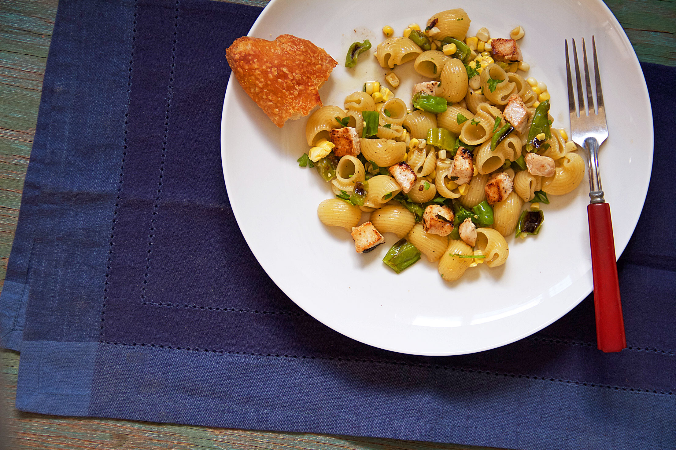 Swordfish Pasta with Shishito Peppers and Fresh Corn