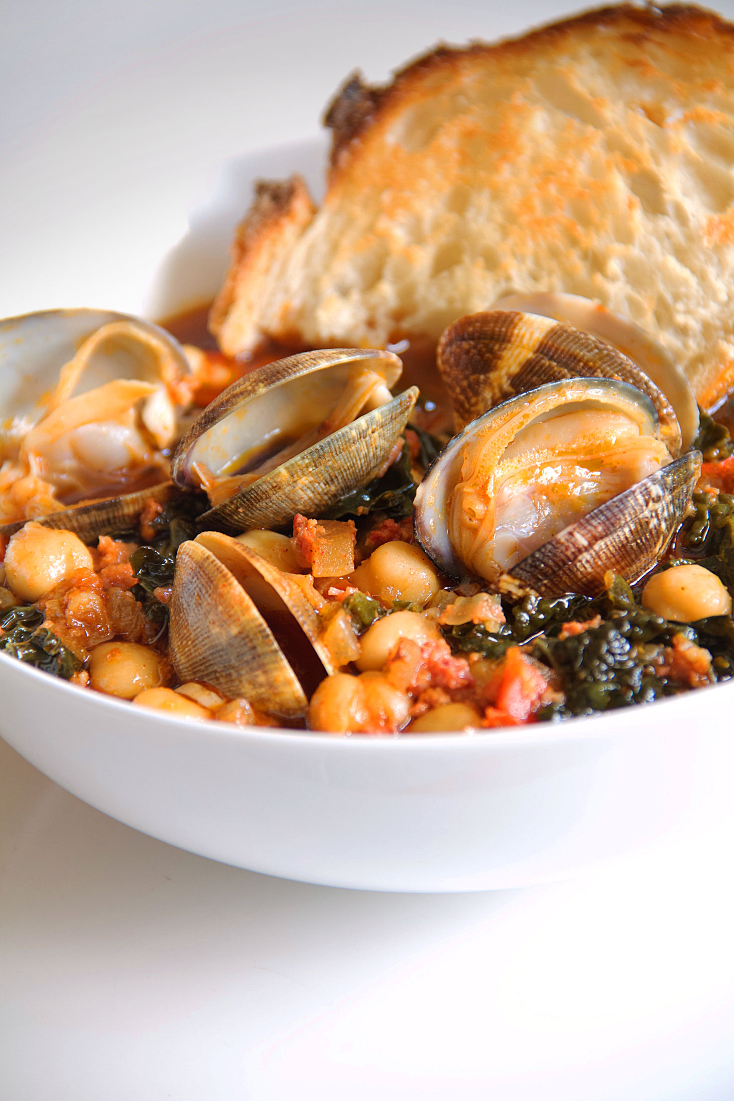 Chorizo and Clams with Kale and Soffritto