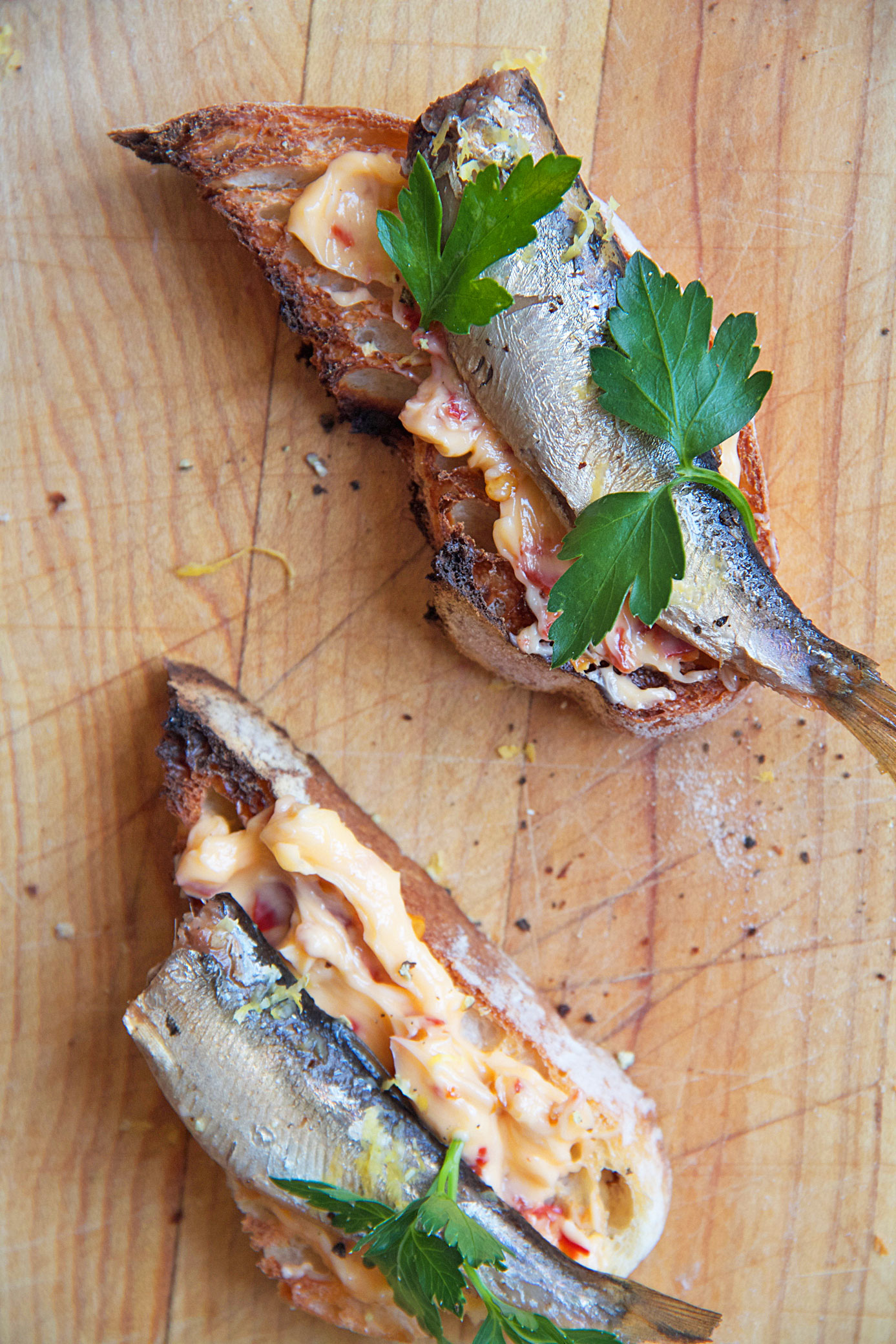 Smoked Sprats on Toast with Chile Butter