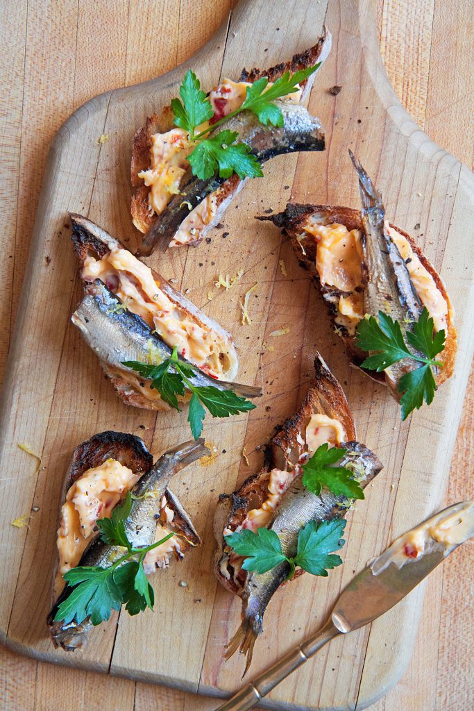 Smoked Sprats on Toast with Chile Butter