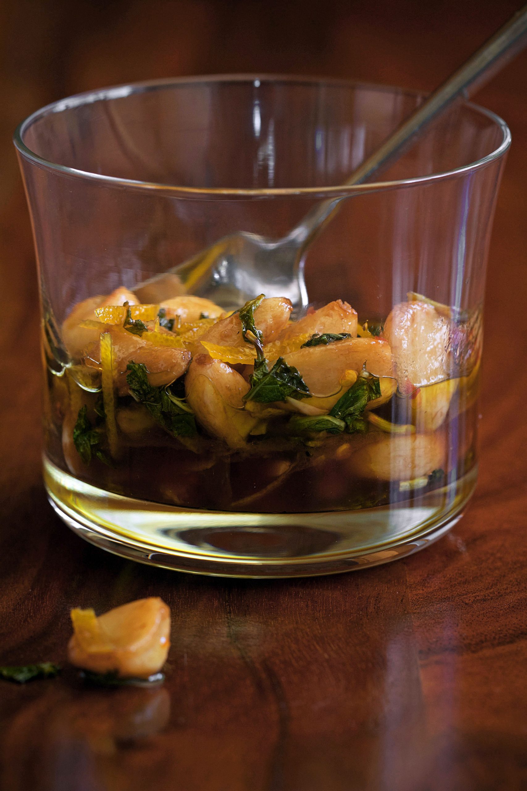 Caramelized Garlic Cloves with Orange and Mint