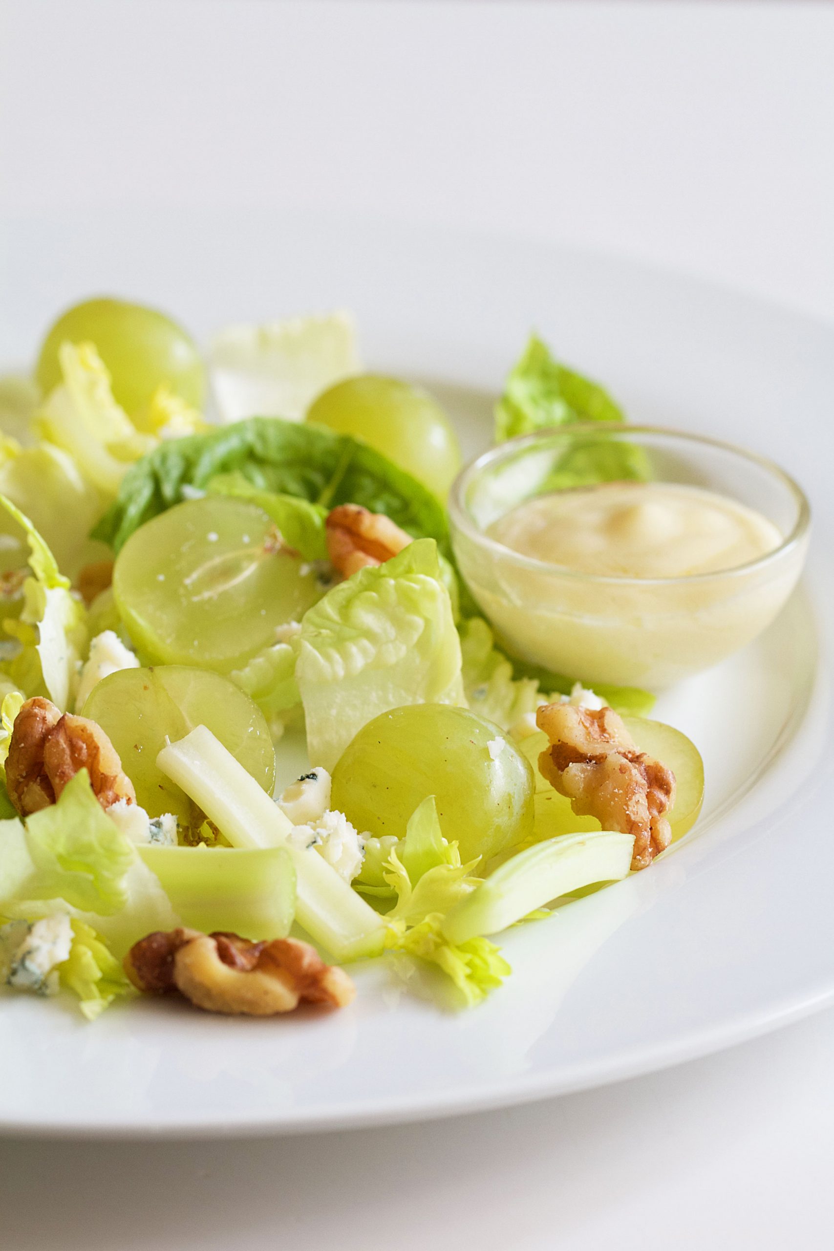 Gem Lettuce Salad with Grapes and Blue Cheese