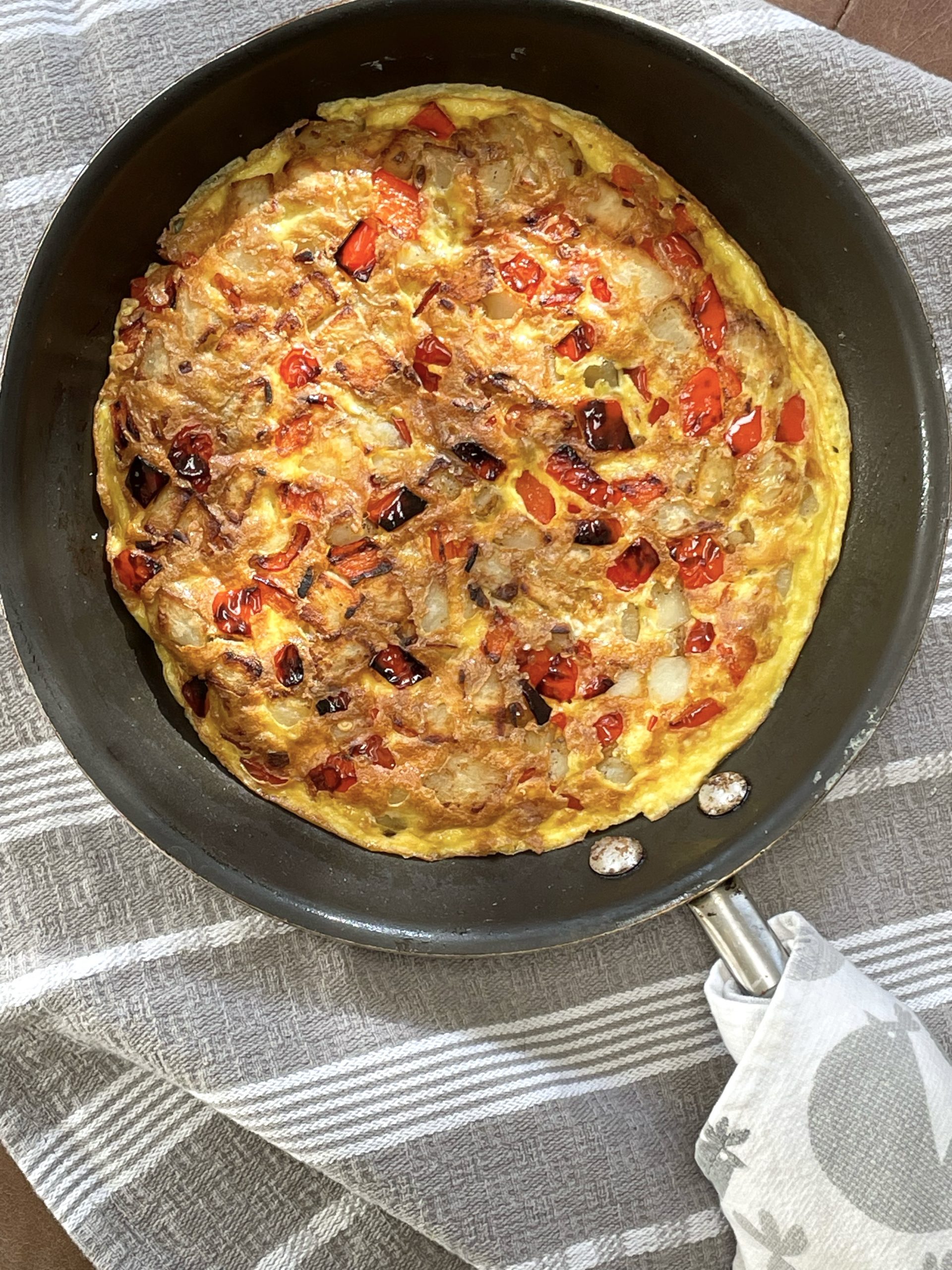 Simple Frittata with potato and bell pepper